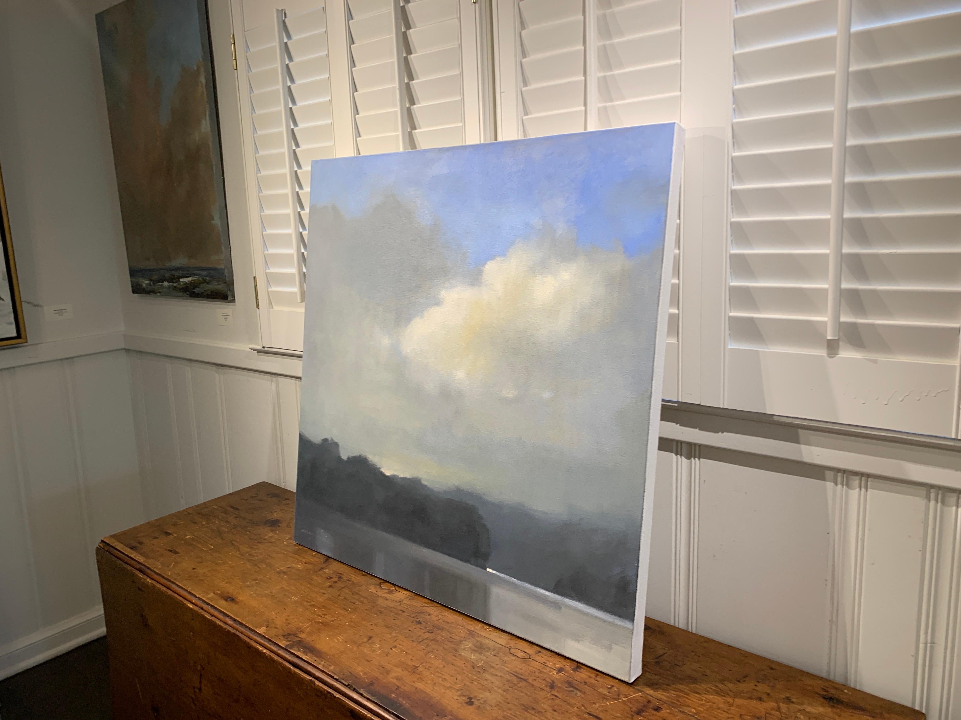 Breaking Storm by Sherrie Russ Levine, Large Square Landscape Painting in Blue 5