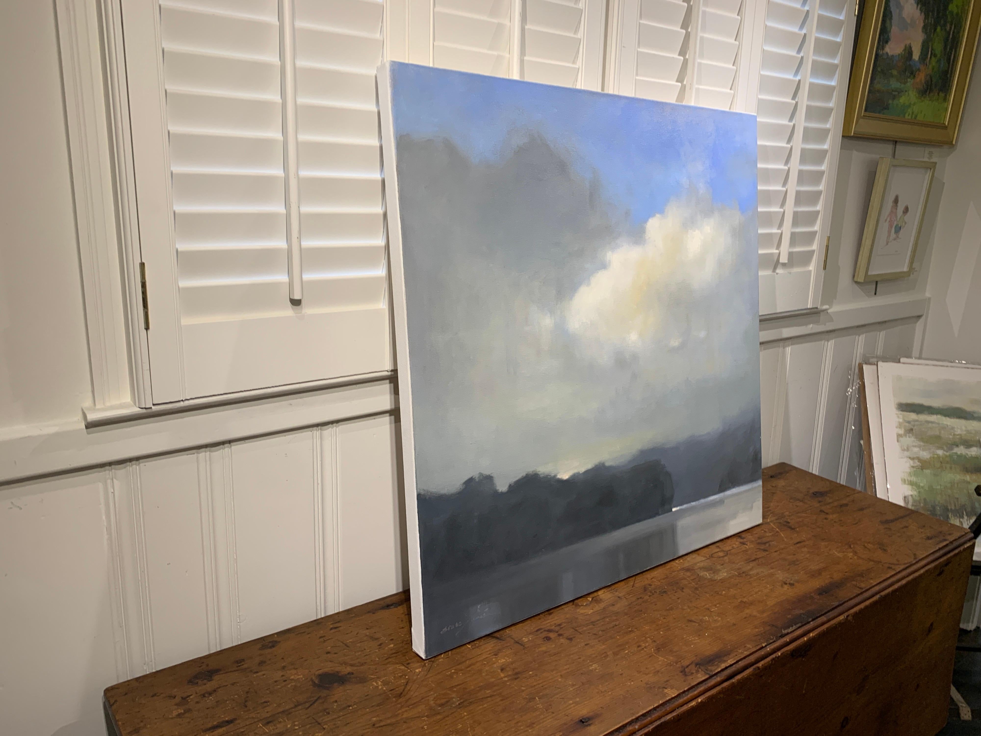 Breaking Storm by Sherrie Russ Levine, Large Square Landscape Painting in Blue 6