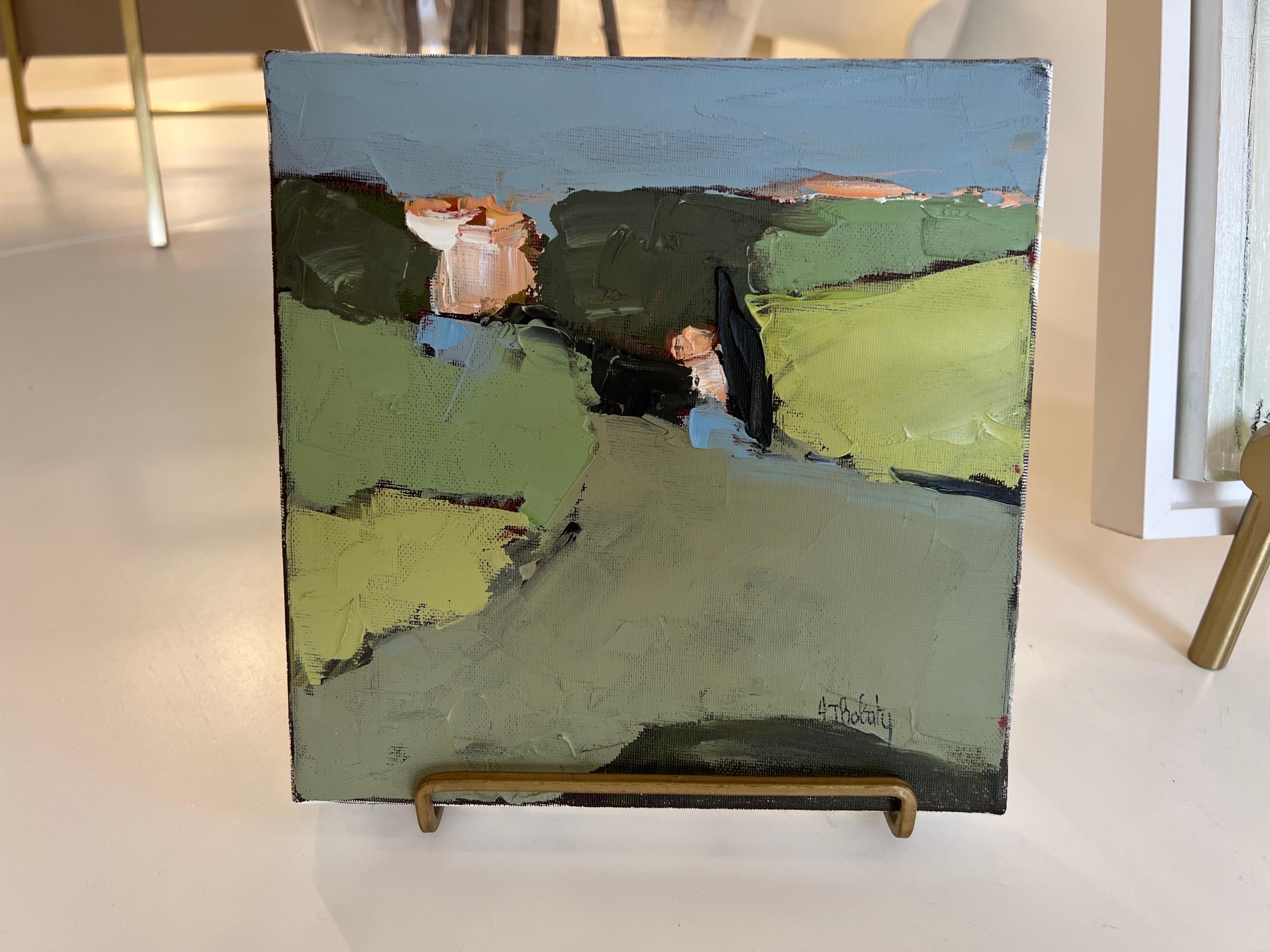 Campagne en Vert by Andree Thobaty, Pintura paisajista contemporánea francesa 4
