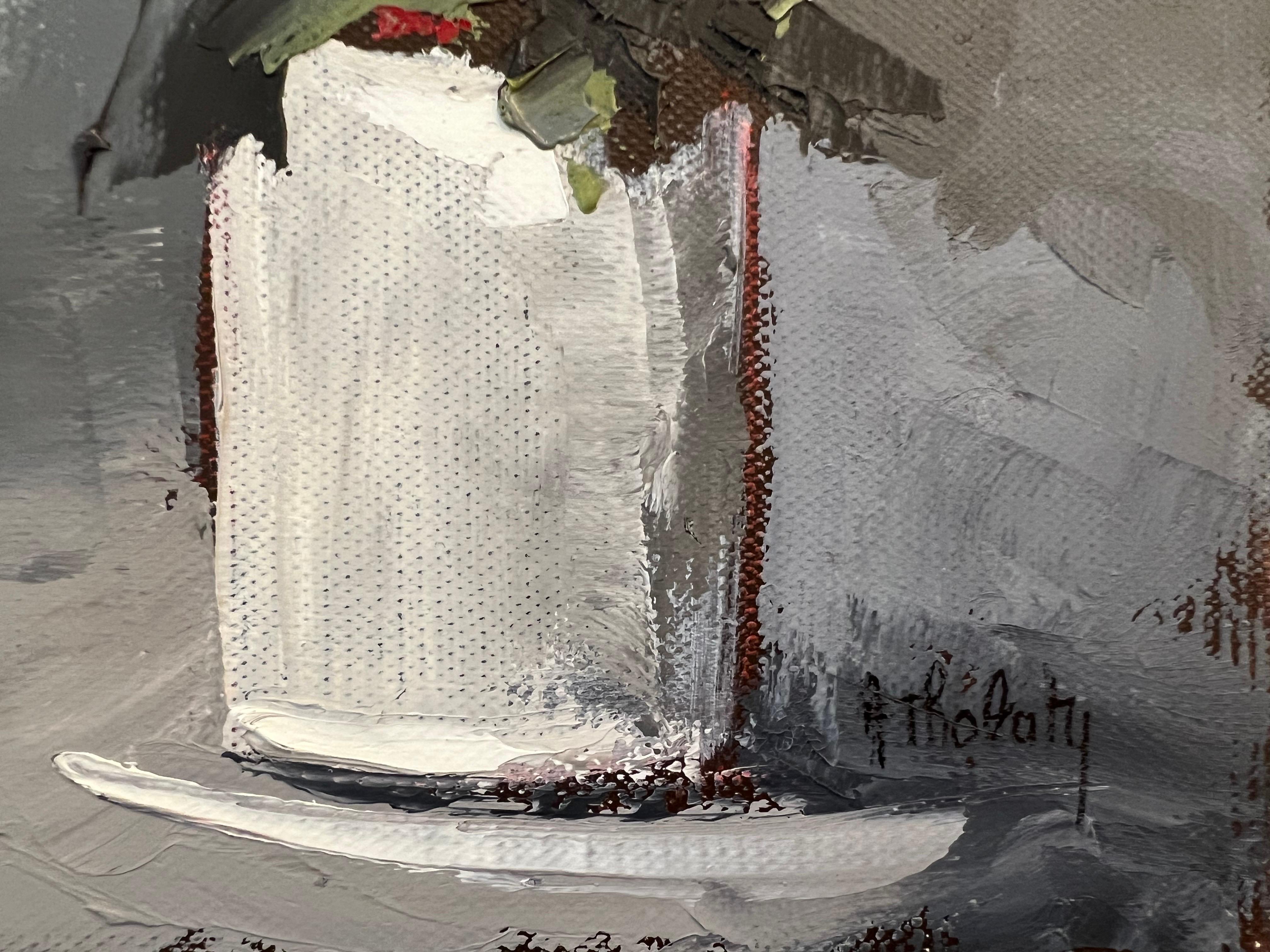 Tulipes Blanches by Andree Thobaty, Petite French Contemporary Floral Painting 4