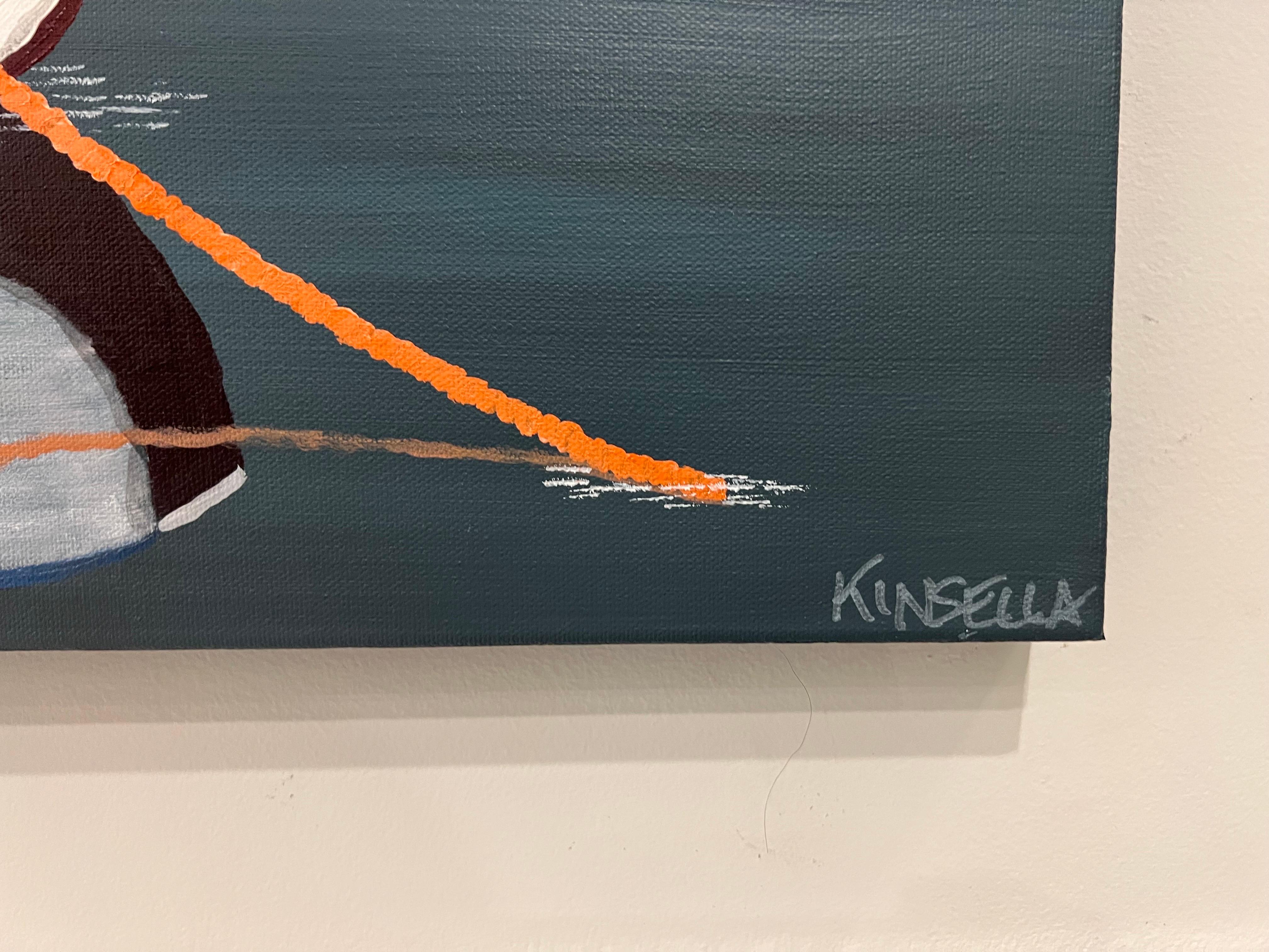 Still Waters by Susan Kinsella, Boat with Orange Acrylic on Canvas Painting 1