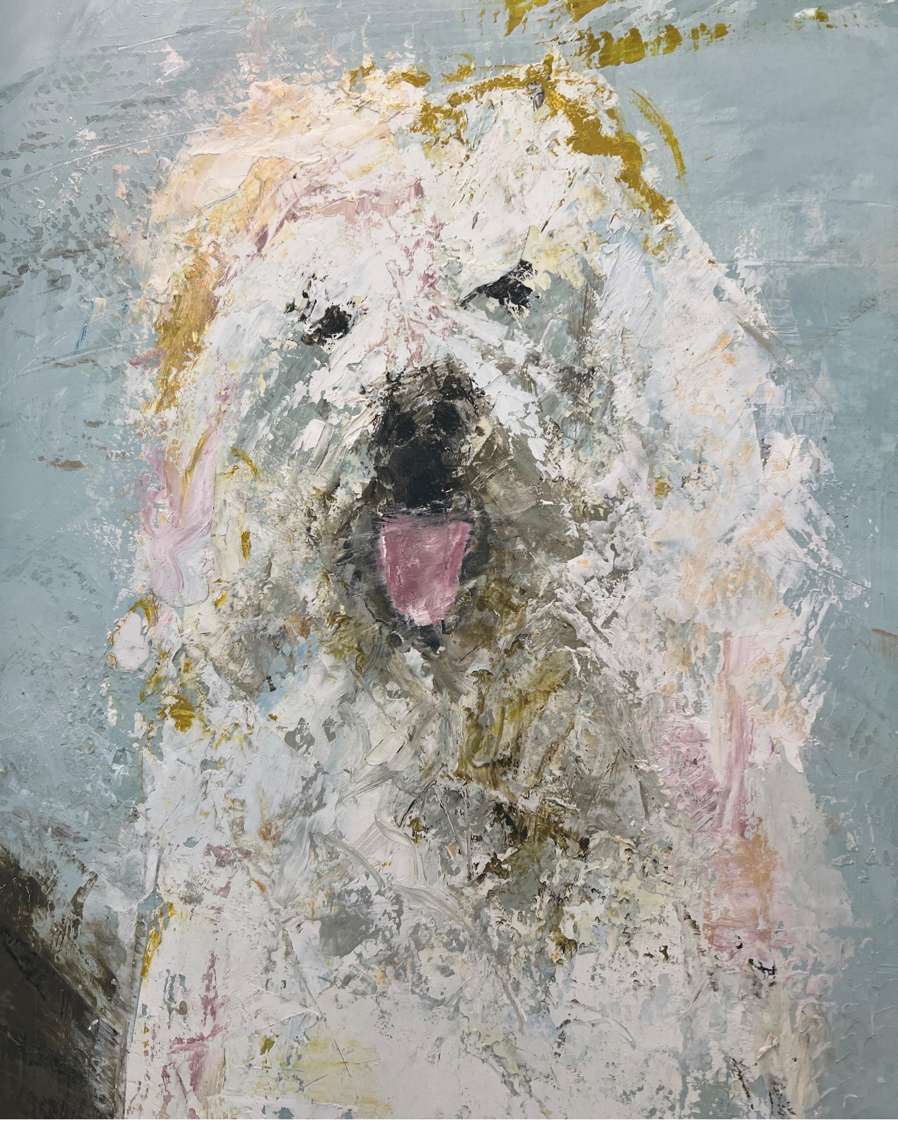 Don't Forget Me by Amy Sullivan Contemporary Dog Painting with Dog For Sale 5