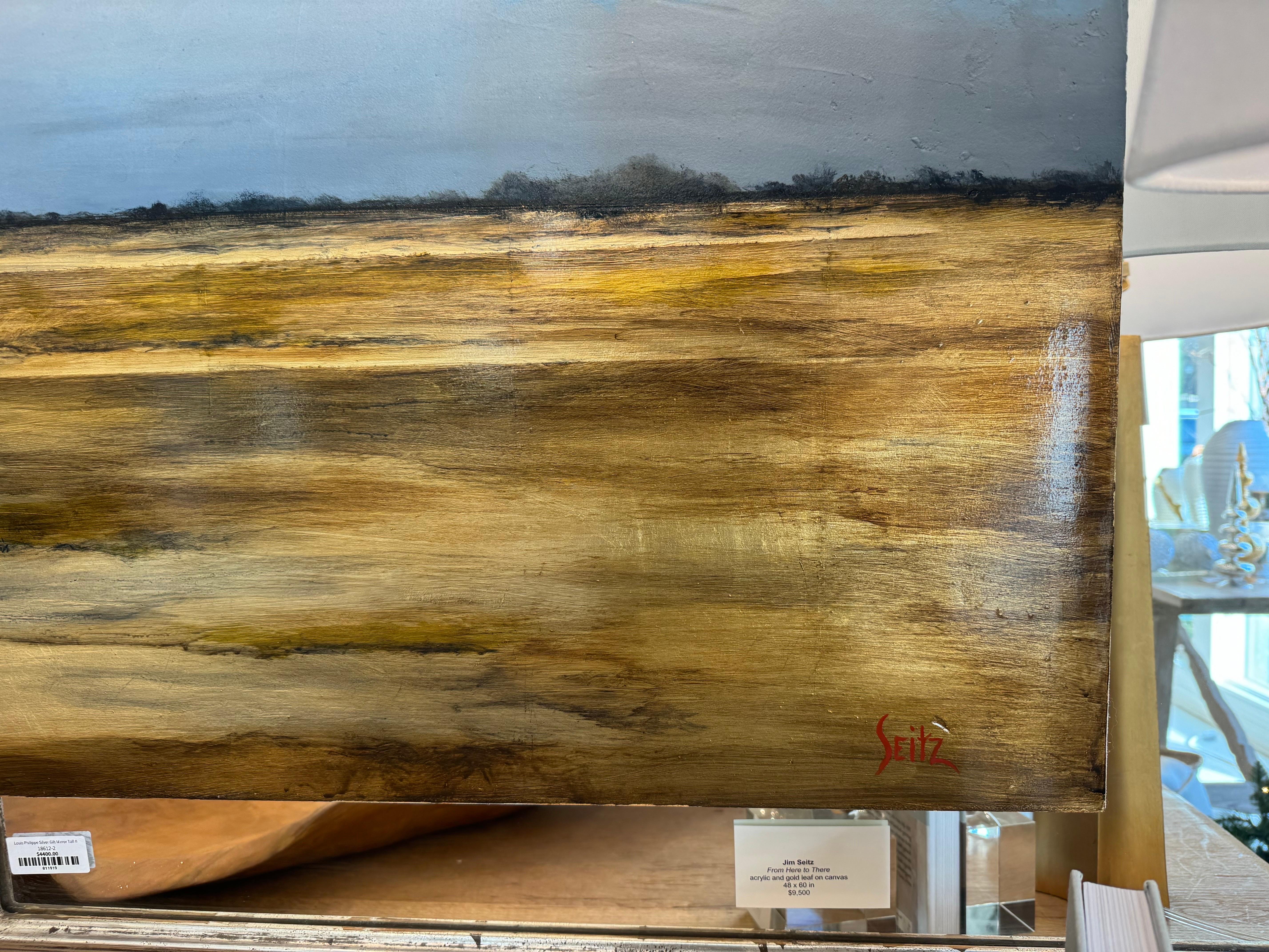 From Here to There by Jim Seitz, Horizontal Landscape Painting with Gold Leaf For Sale 3