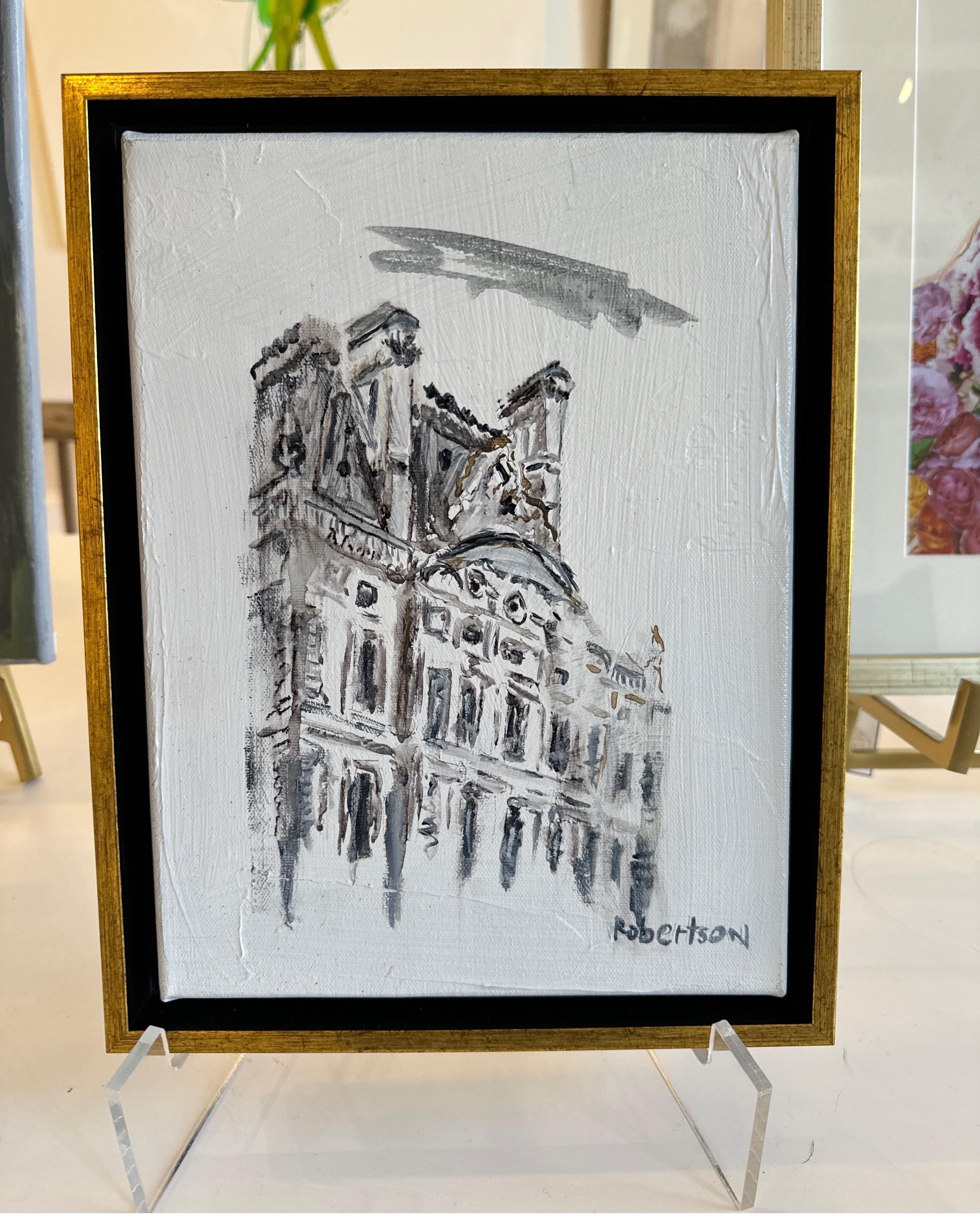 Louvre Study by Sarah Robertson, Small Framed Paris Painting For Sale 2