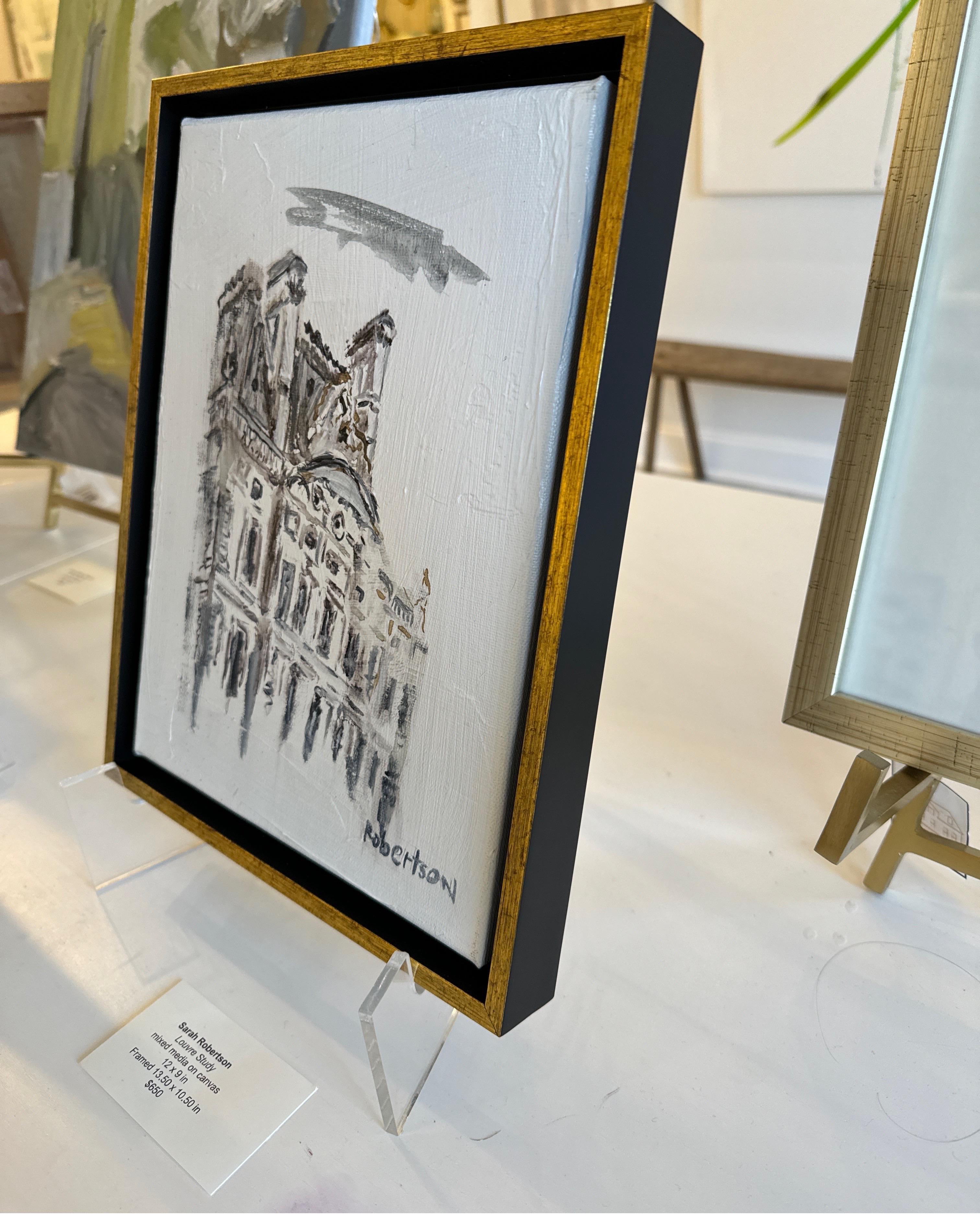 Louvre Study by Sarah Robertson, Small Framed Paris Painting For Sale 3
