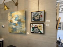 Bouquet on White by Sarah Robertson, Small Framed Mixed Media Floral Painting