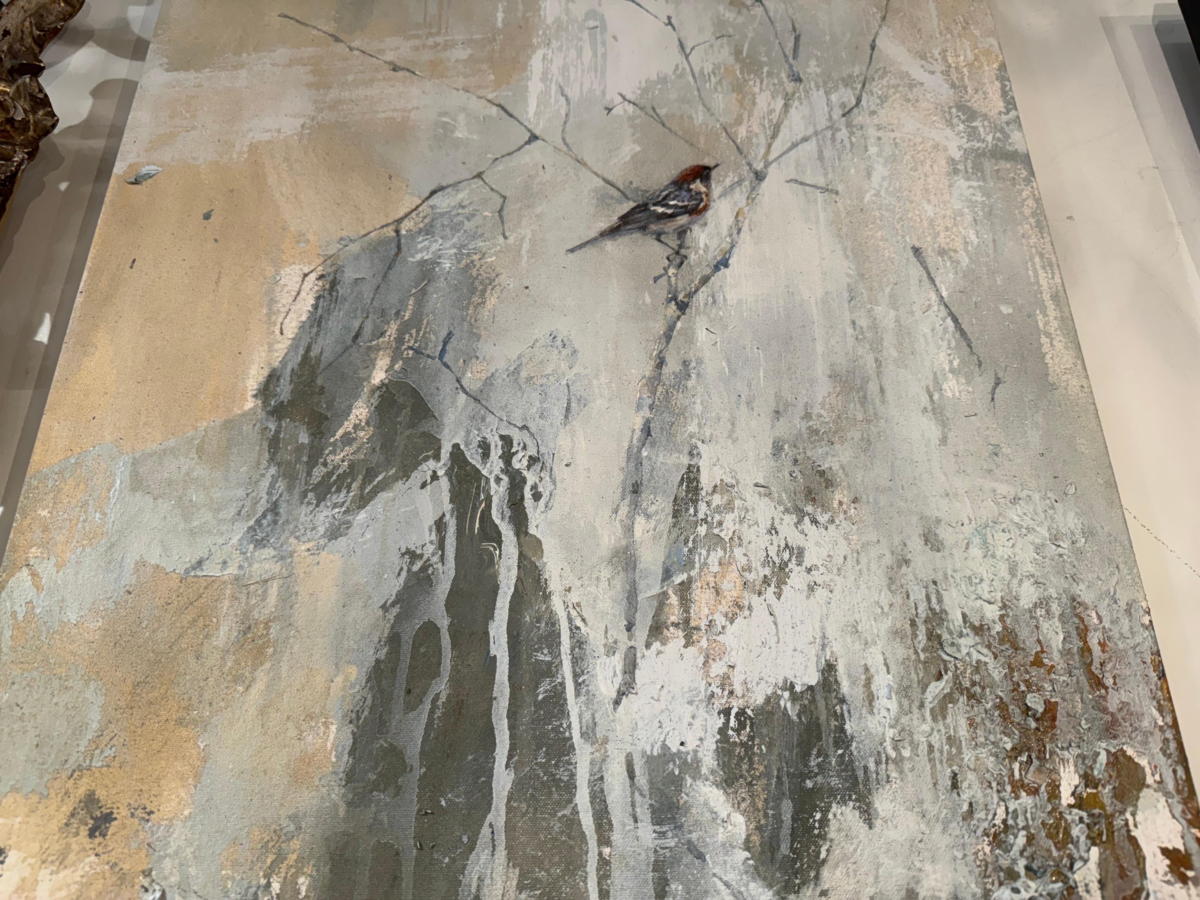 Caught Up Before the Dunes (Bay-breasted Warbler) von Justin Kellner, Abstrakt im Angebot 4