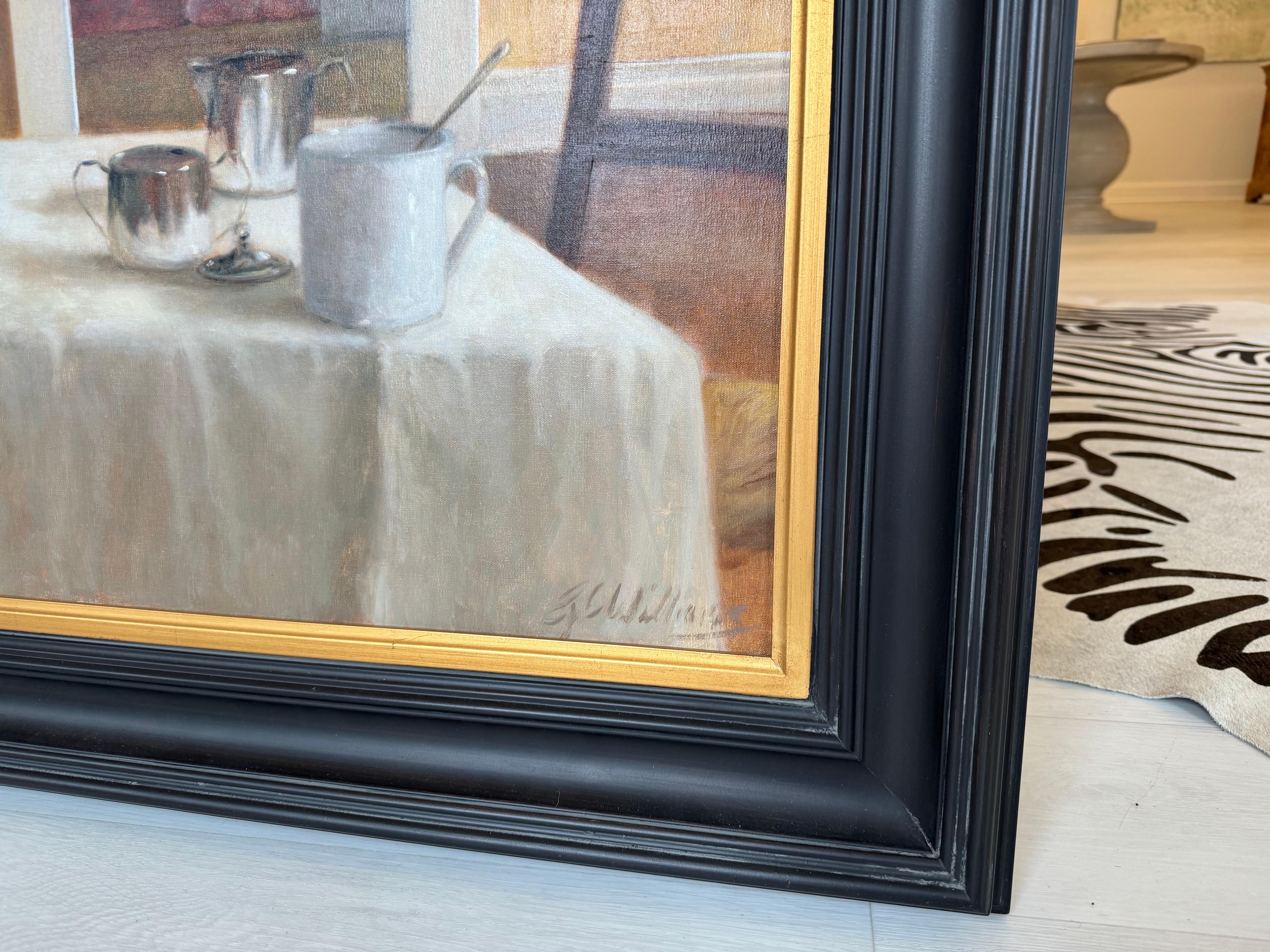 The Breakfast Room by Ginny Williams Framed Still Life Oil on Canvas, Silver 2