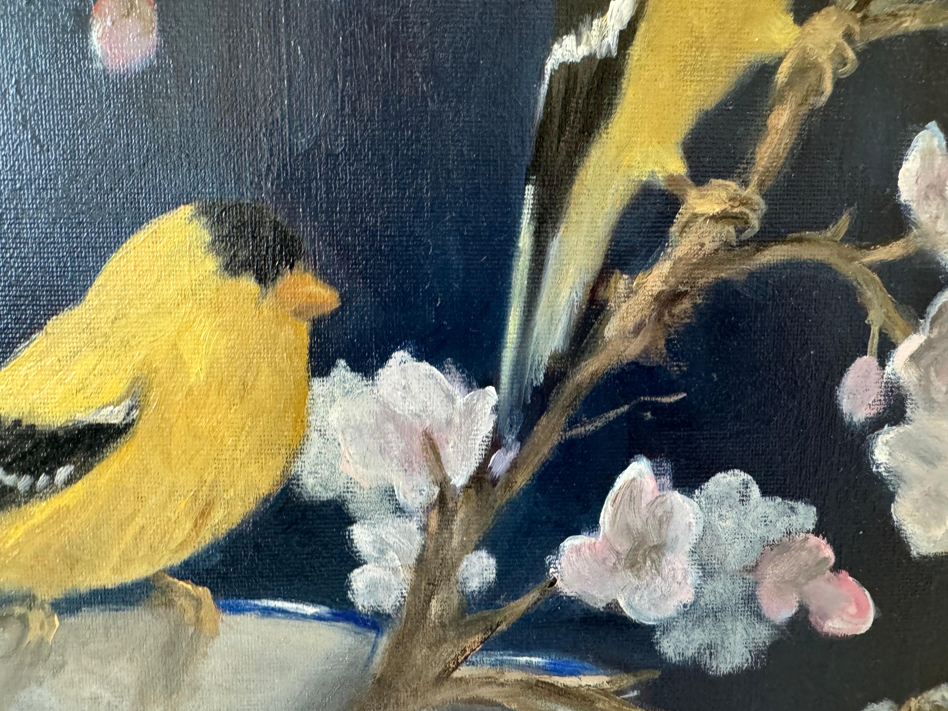 Springtime in Granada by Ginny Williams Framed Bird Still Life Oil Painting For Sale 4
