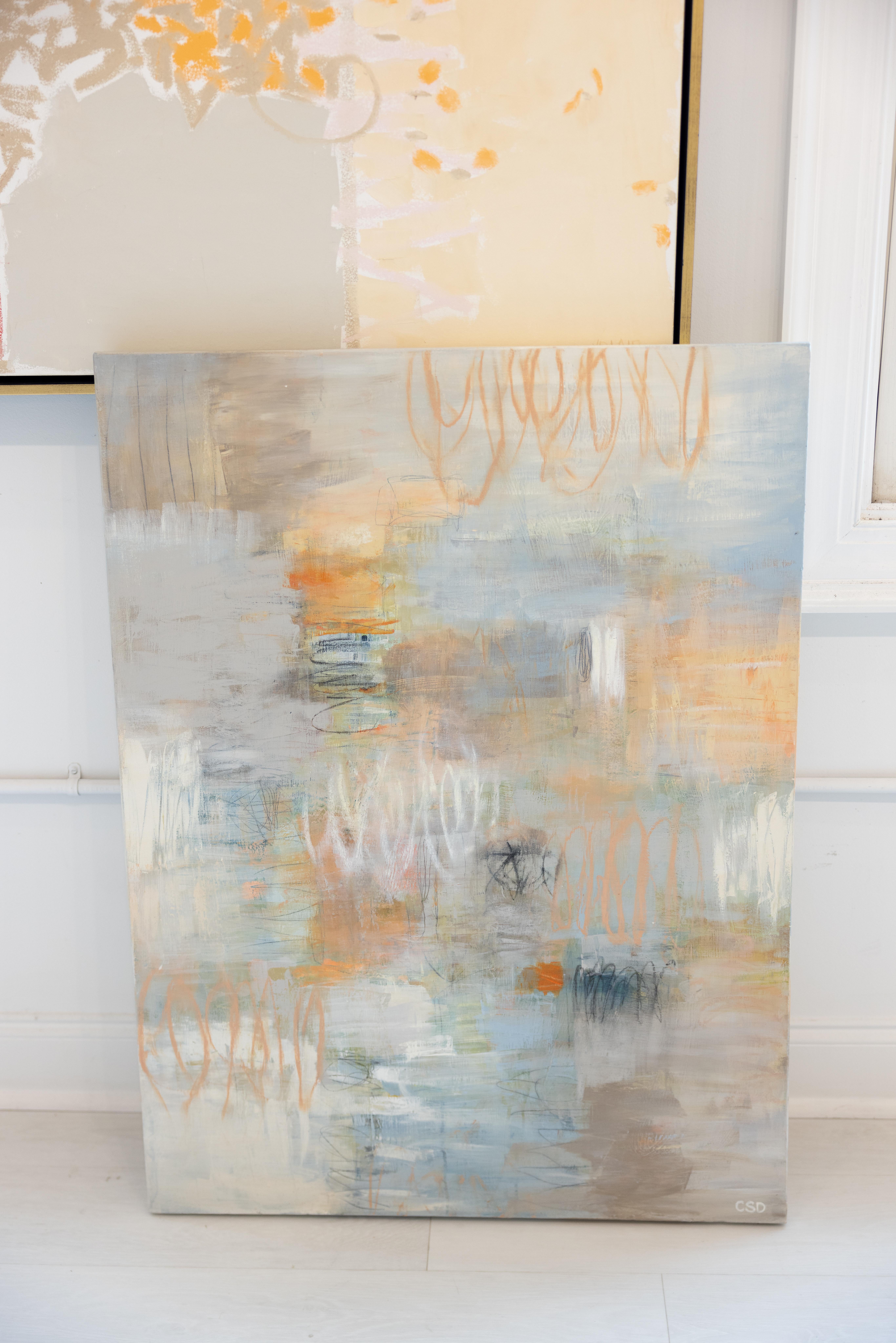 Put on a Party Dress by Christina Doelling, Large Vertical Abstract Painting For Sale 1