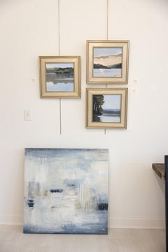 Milk & Oreos by Christina Doelling, Large Square Abstract Painting, Blue