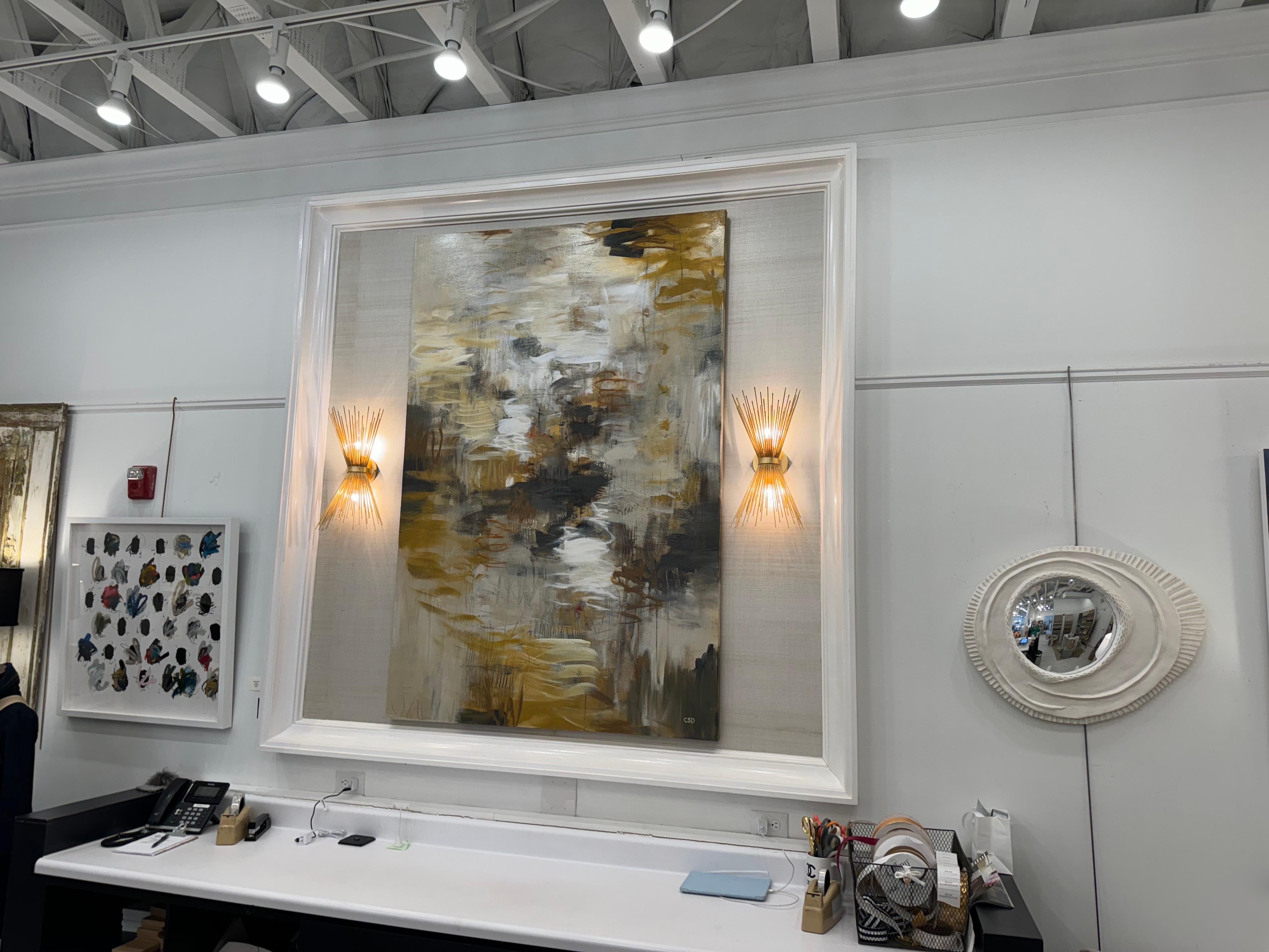 Firestorm by Christina Doelling, Large Vertical Abstract Painting with Neutrals For Sale 2