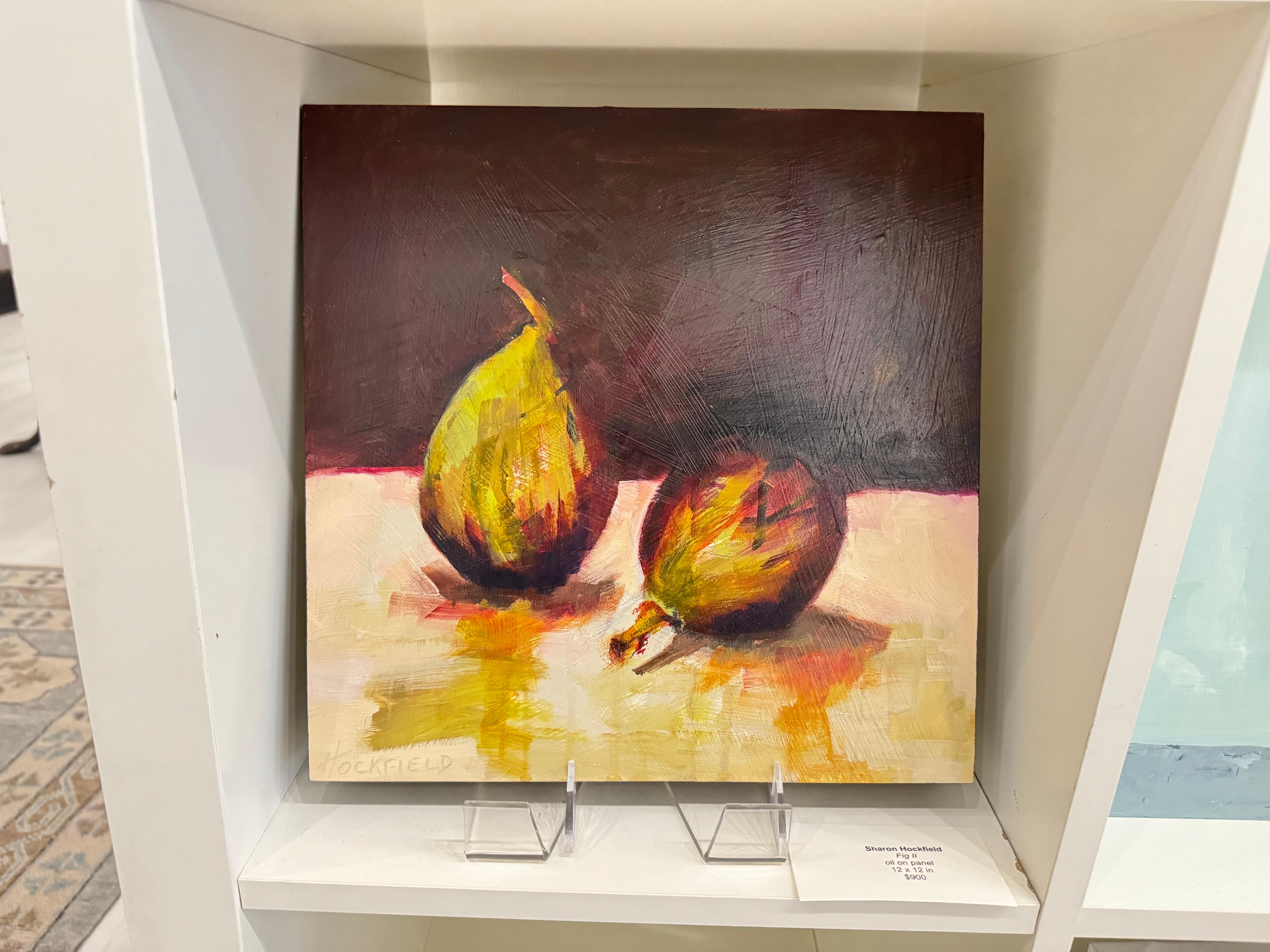 Fig II by Sharon Hockfield, Oil on Canvas Square Abstract Fruit Still Life For Sale 1
