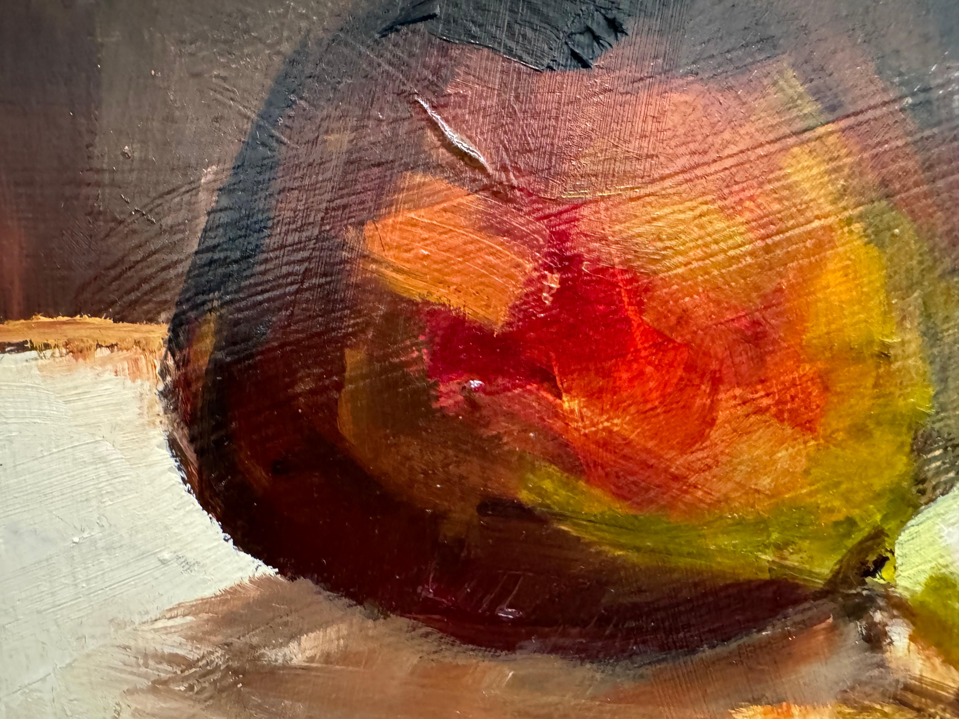 Fig I by Sharon Hockfield, Oil on Canvas Square Abstract Fruit Still Life For Sale 6