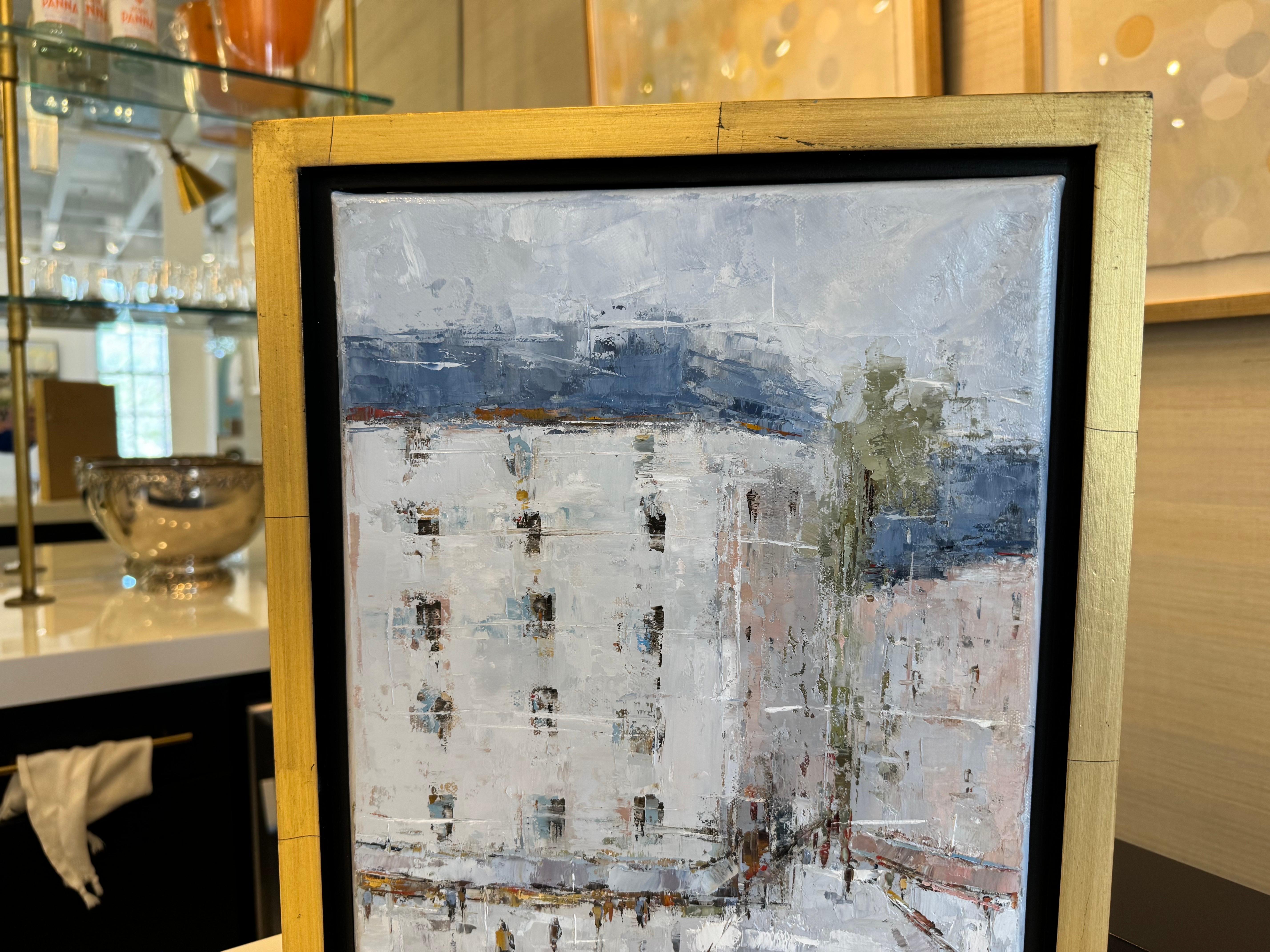 Paris Street Scene by Geri Eubanks, Petite Impressionist Cityscape Oil Painting For Sale 5