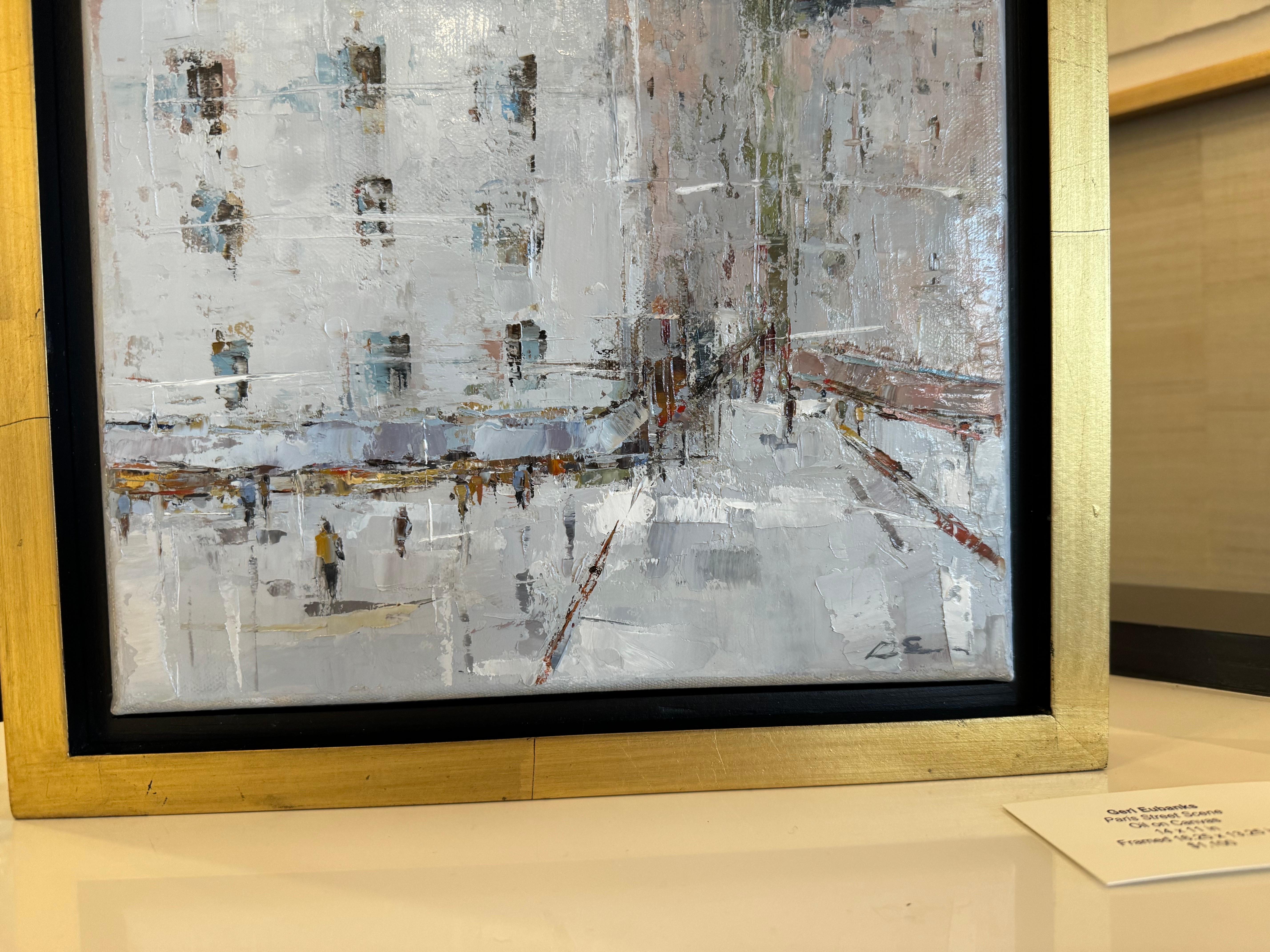 Paris Street Scene by Geri Eubanks, Petite Impressionist Cityscape Oil Painting For Sale 7
