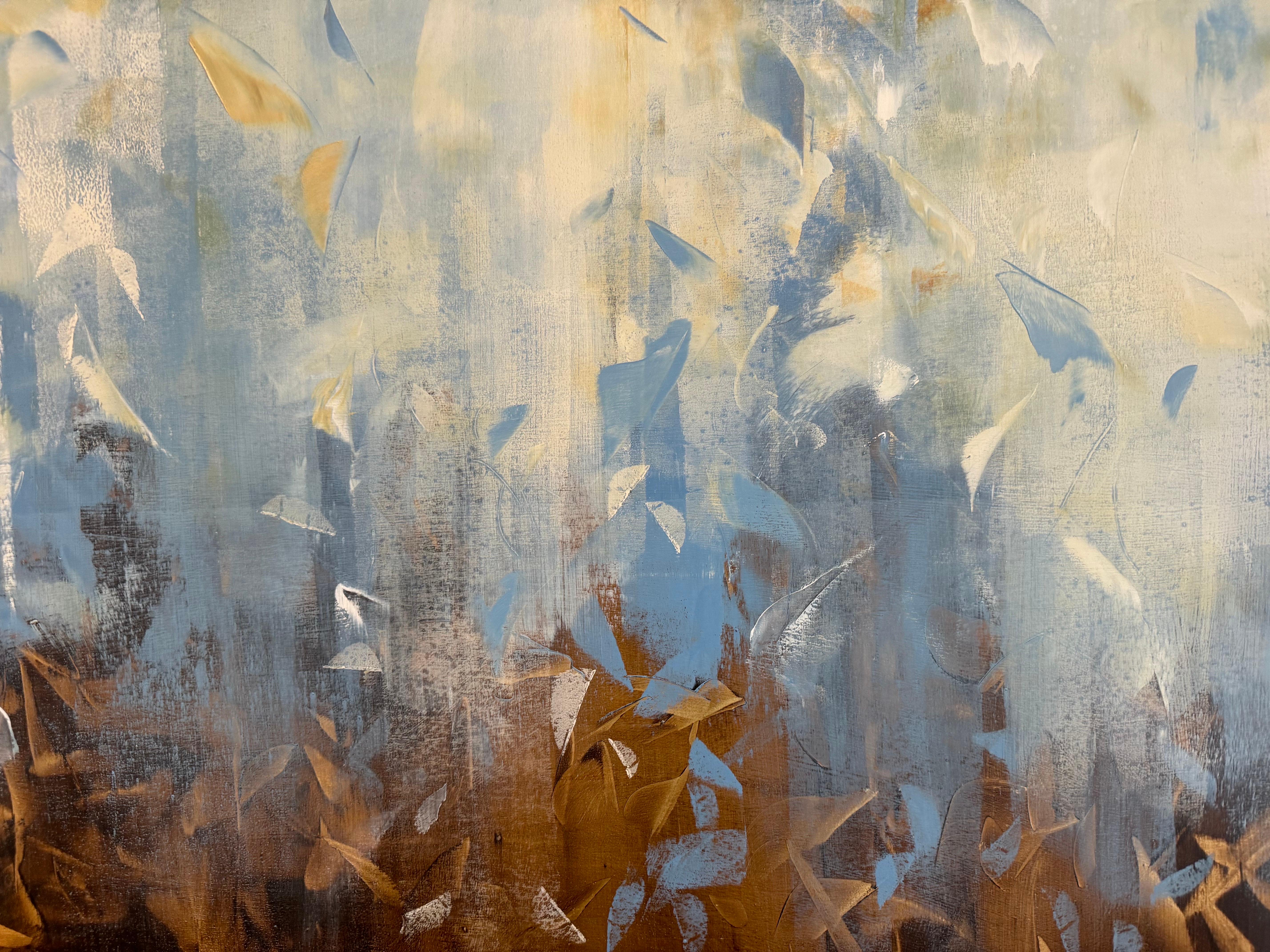 Garden of Rose and Gold by Jessica Pisano, Contemporary Bird Painting in Oil For Sale 4