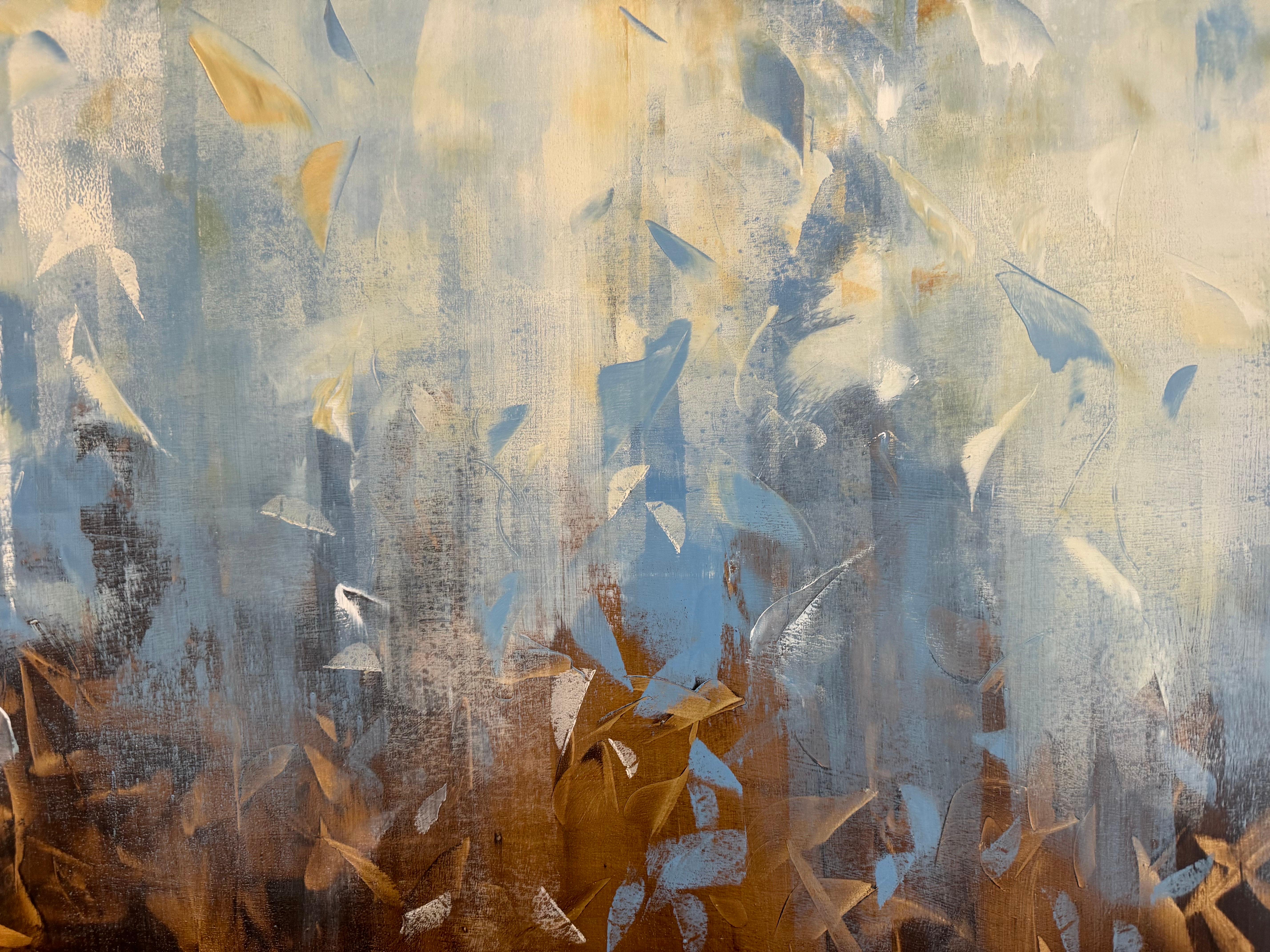 Jardín de rosas y oro de Jessica Pisano, Pintura al óleo contemporánea sobre aves 4