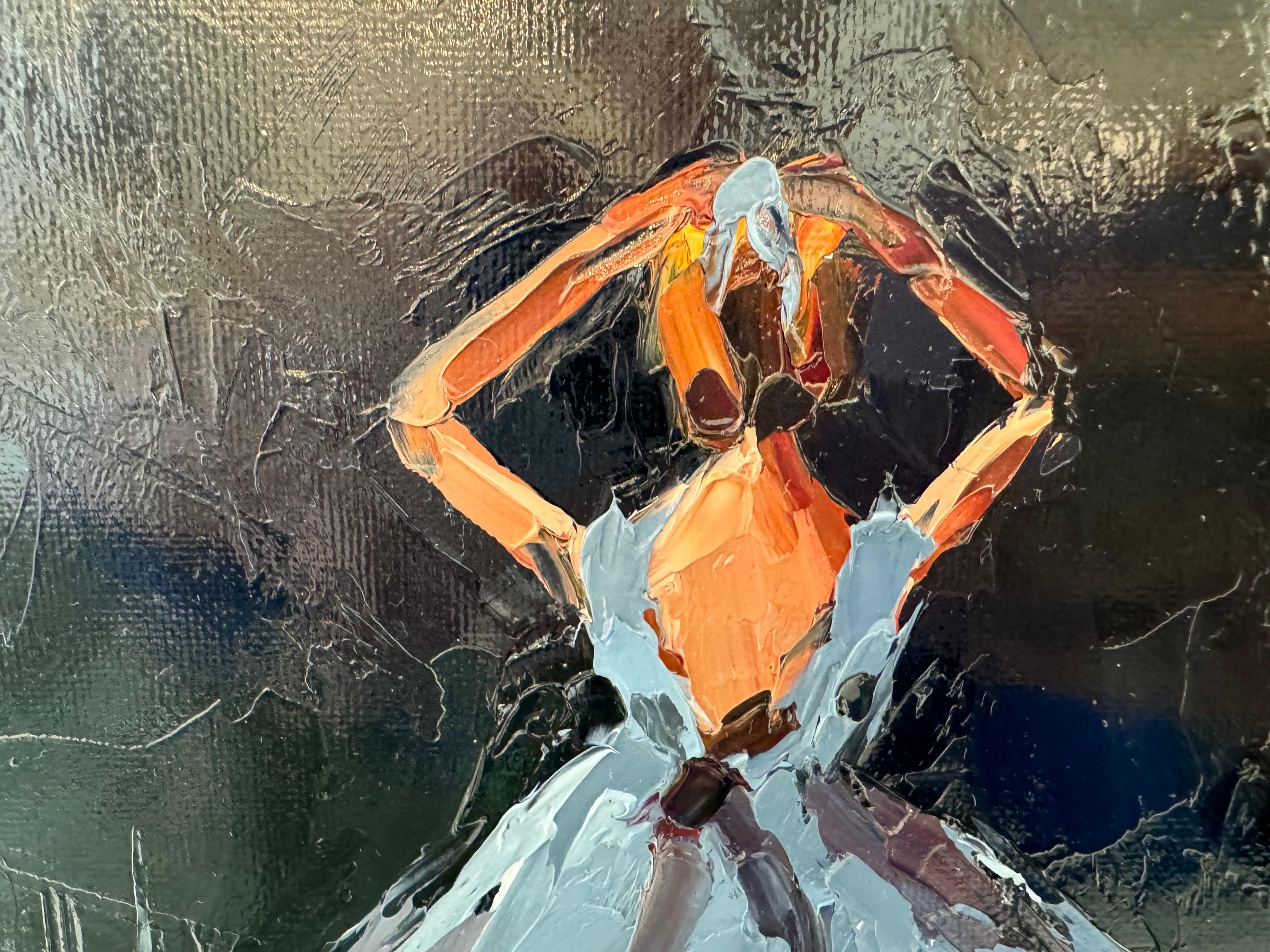 Show Time by Geri Eubanks, Petite Impressionist Figure Oil Painting with Black 3