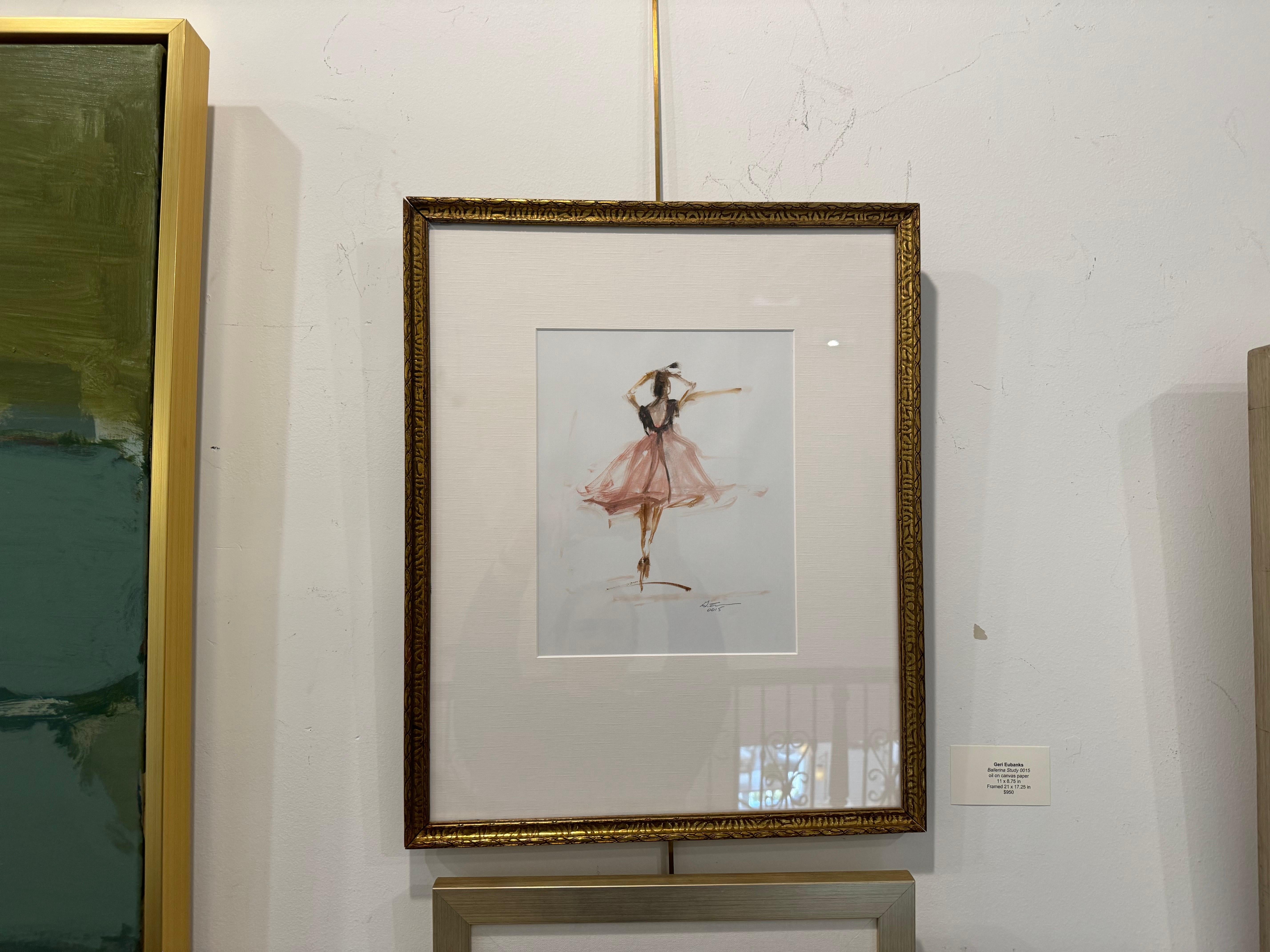 Ballerina Study 0015 by Geri Eubanks, Petite Impressionist Figure Oil on Paper For Sale 2