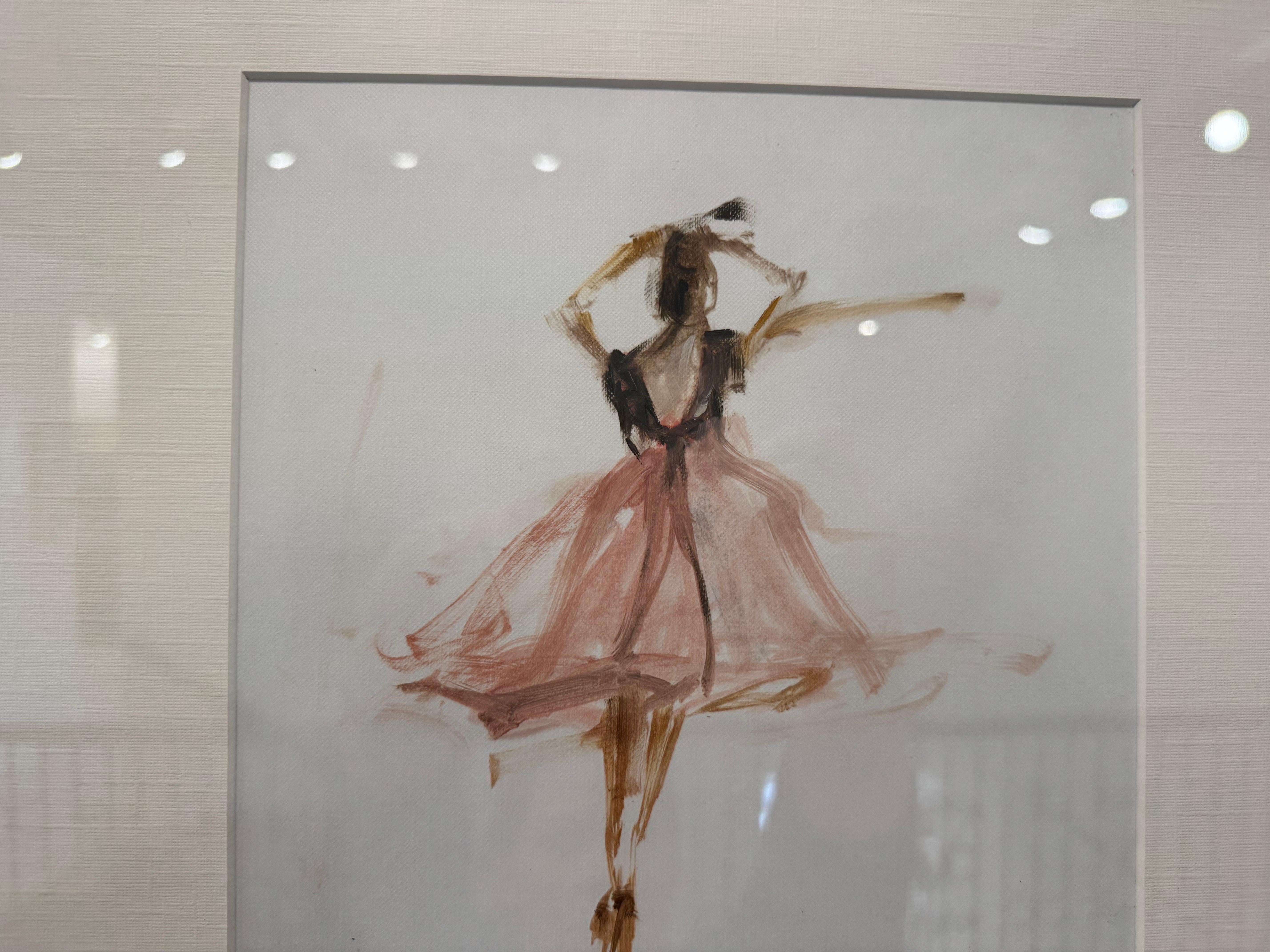 Ballerina Studie 0015 von Geri Eubanks, Kleine impressionistische Figur, Öl auf Papier im Angebot 3