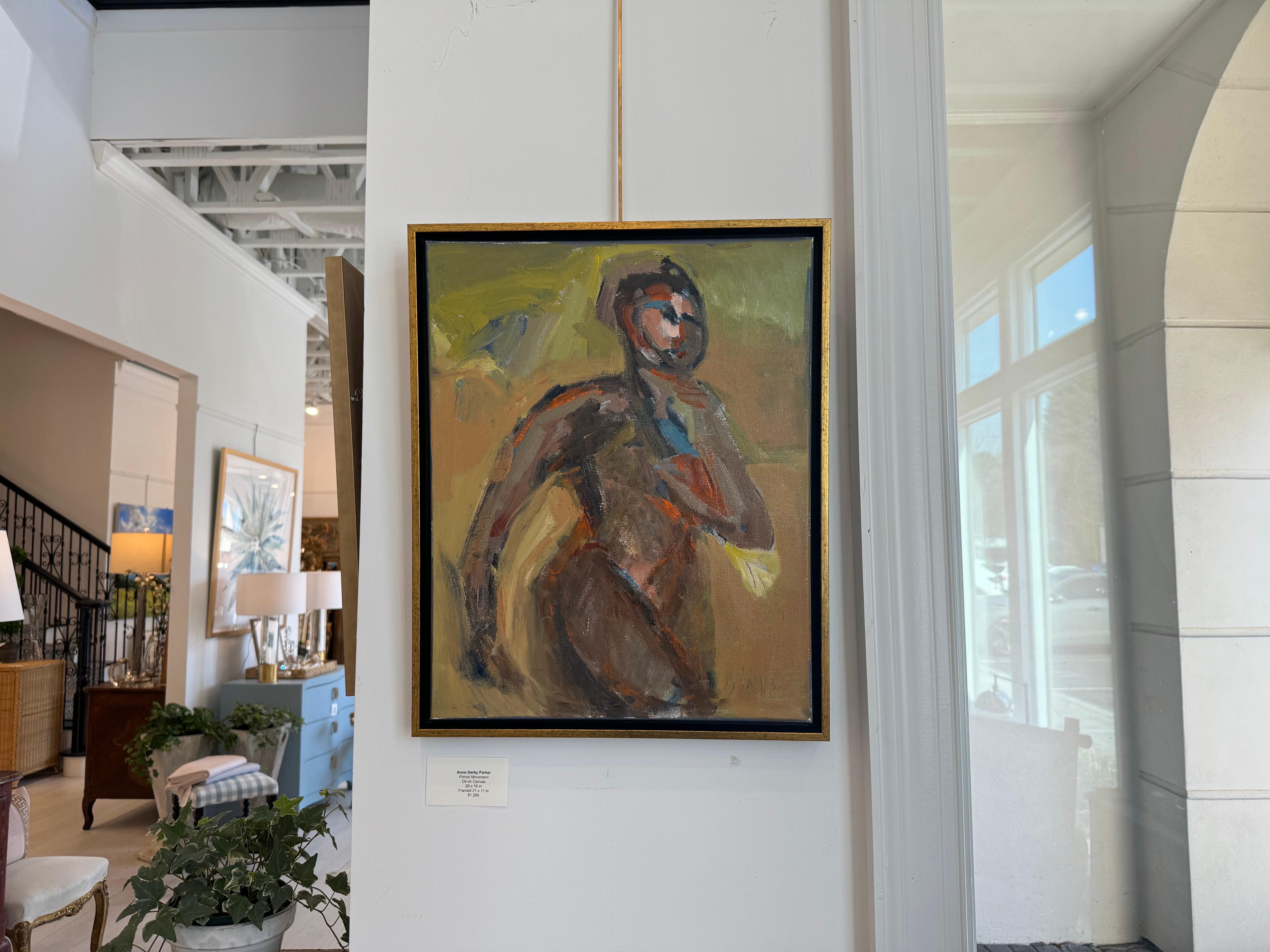 Primal Movement by Anne Darby Parker, Contemporary Cubist Figure Oil on Canvas For Sale 1