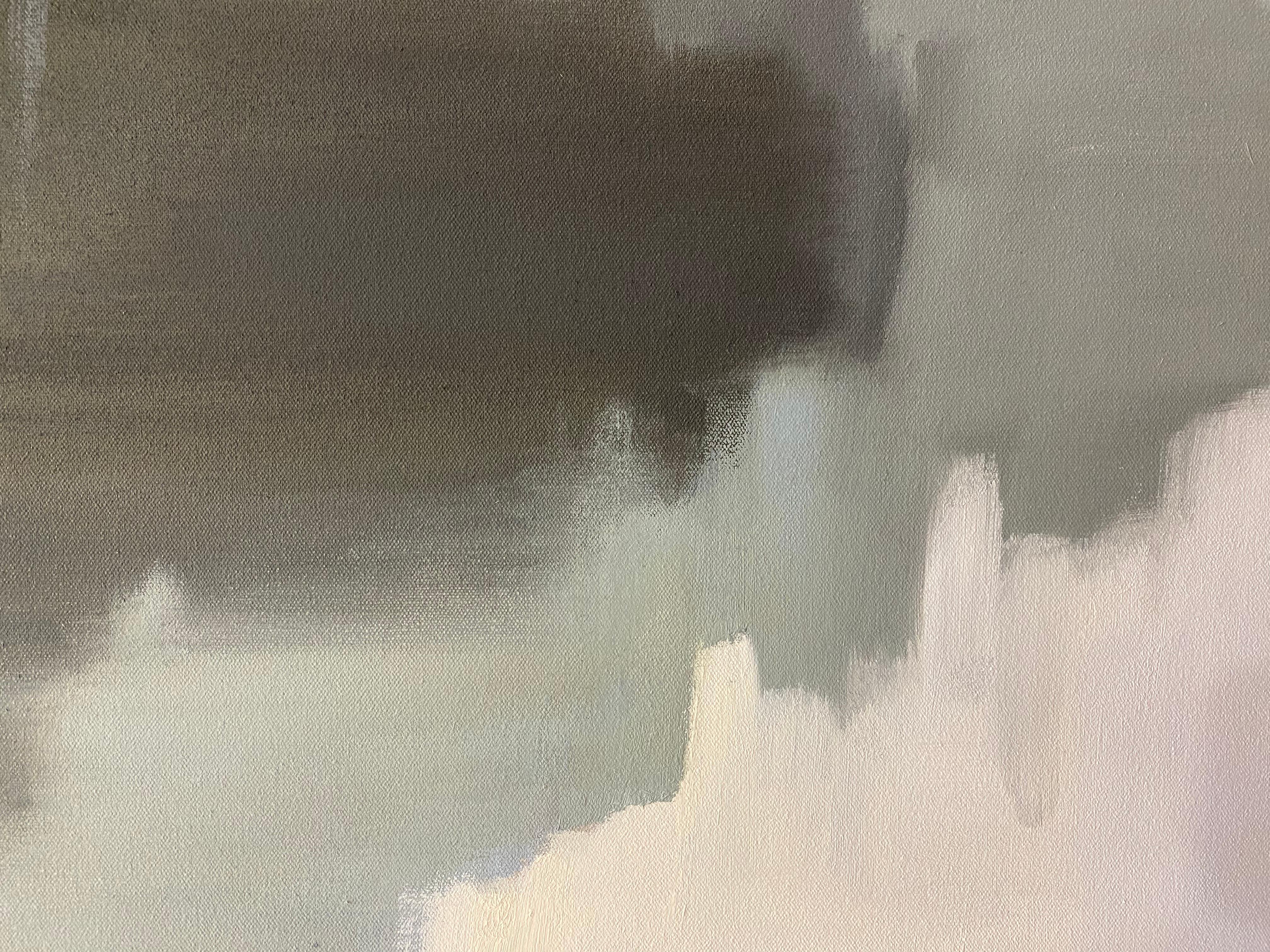 Misty Morning von Sherrie Russ Levine, Quadratisches Landscapr-Gemälde im Angebot 3