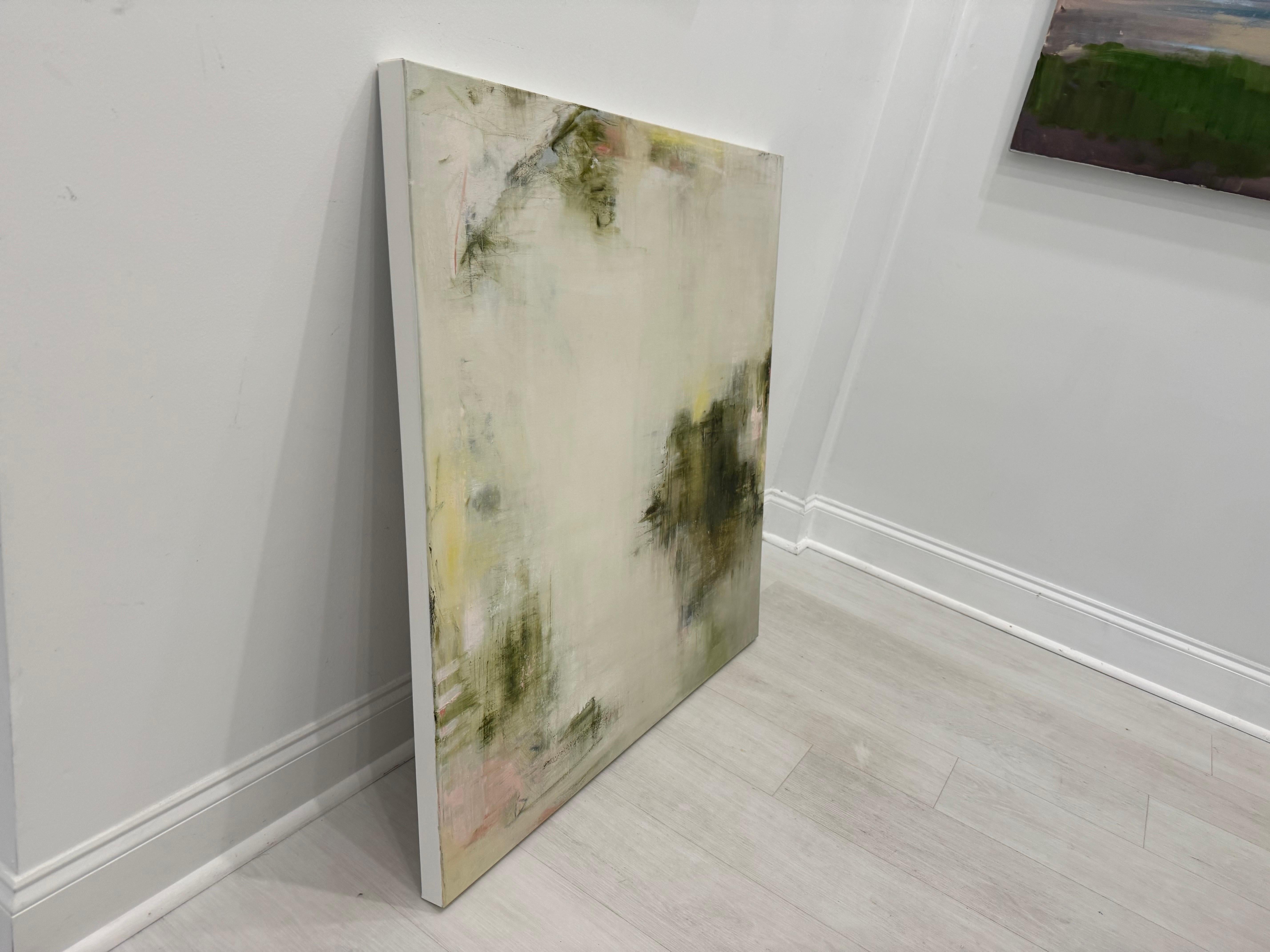 Lift You Up by Lily Harrington, Pink, Green Abstract Painting on Canvas For Sale 1