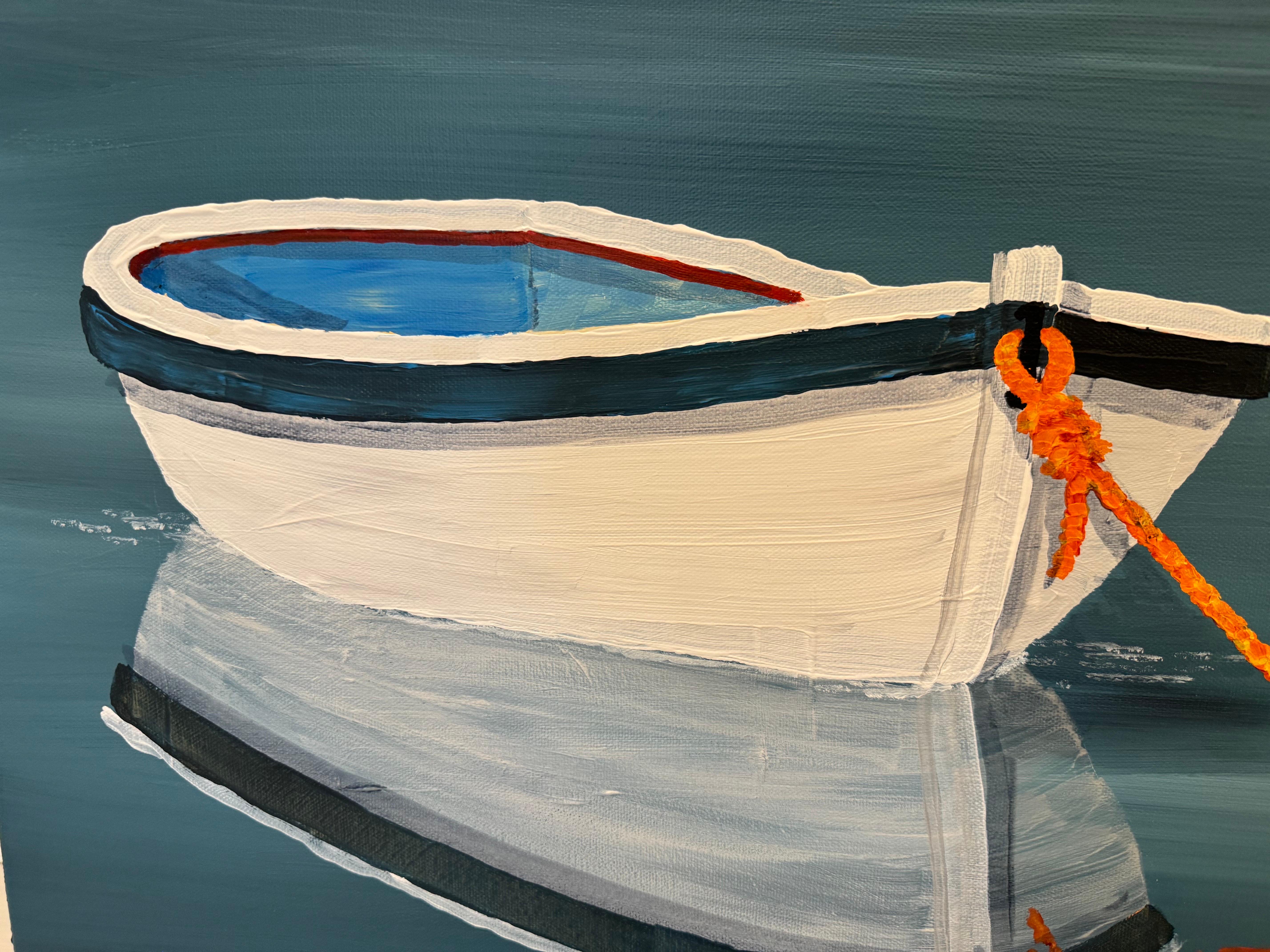 Peace of Water von Susan Kinsella, Strand, Kanus Acryl auf Leinwand Gemälde, Blau 3