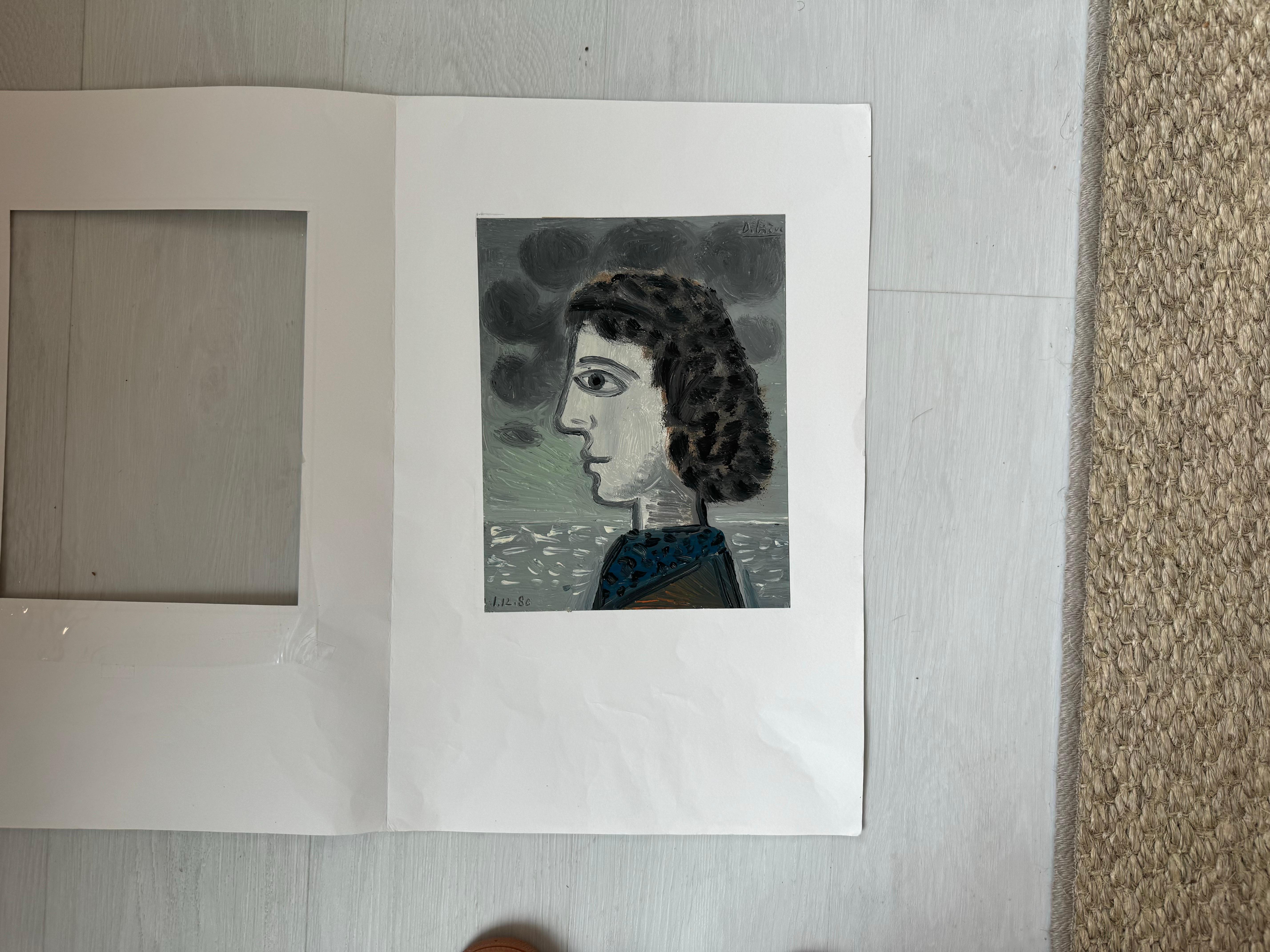 Hugo von Raymond Debieve, Französisches kubistisches Porträtgemälde auf Carton im Angebot 2