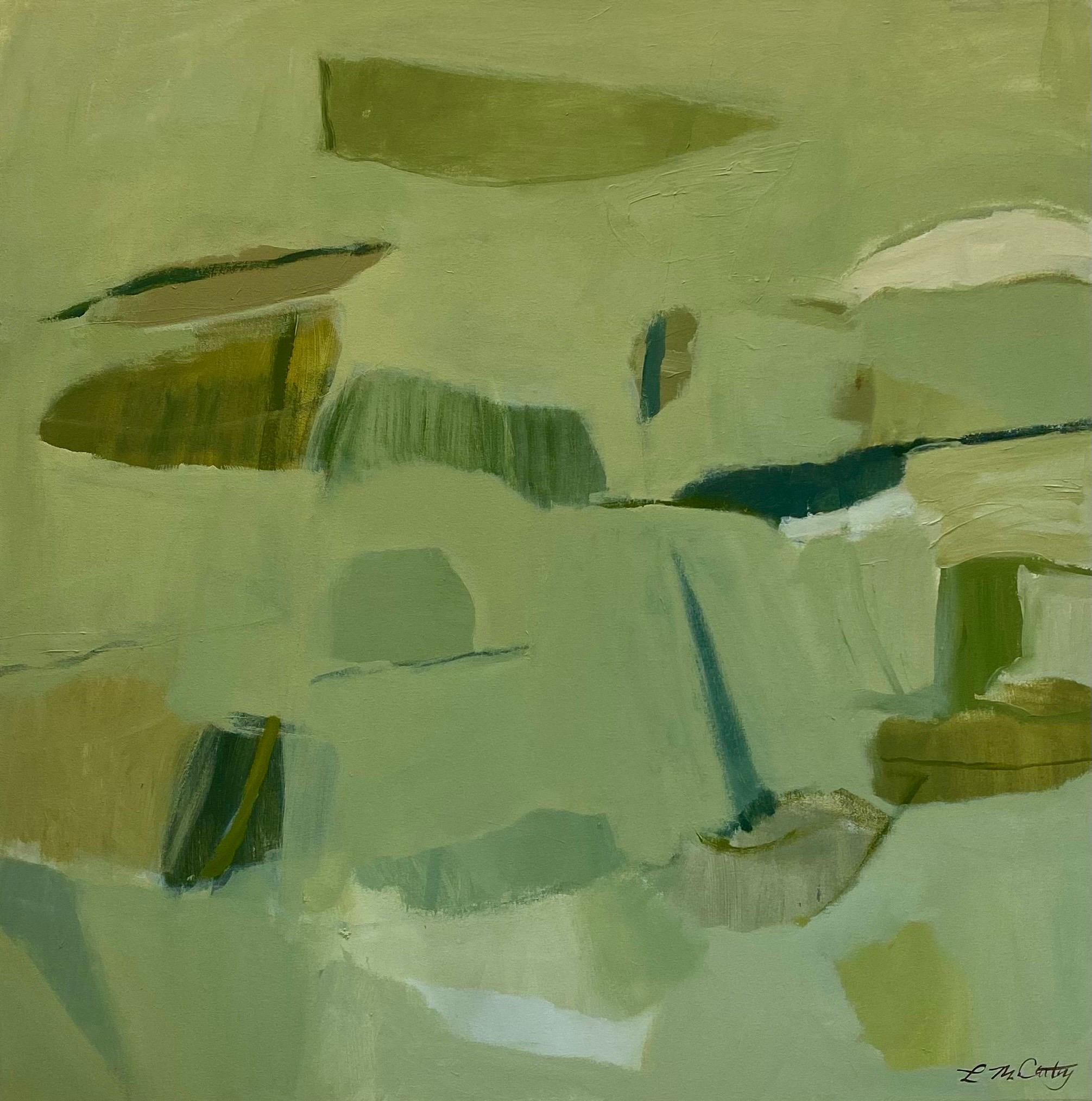 Rana maculata di Laura McCarty, Tela astratta contemporanea con cornice grande Greene & Greene 3