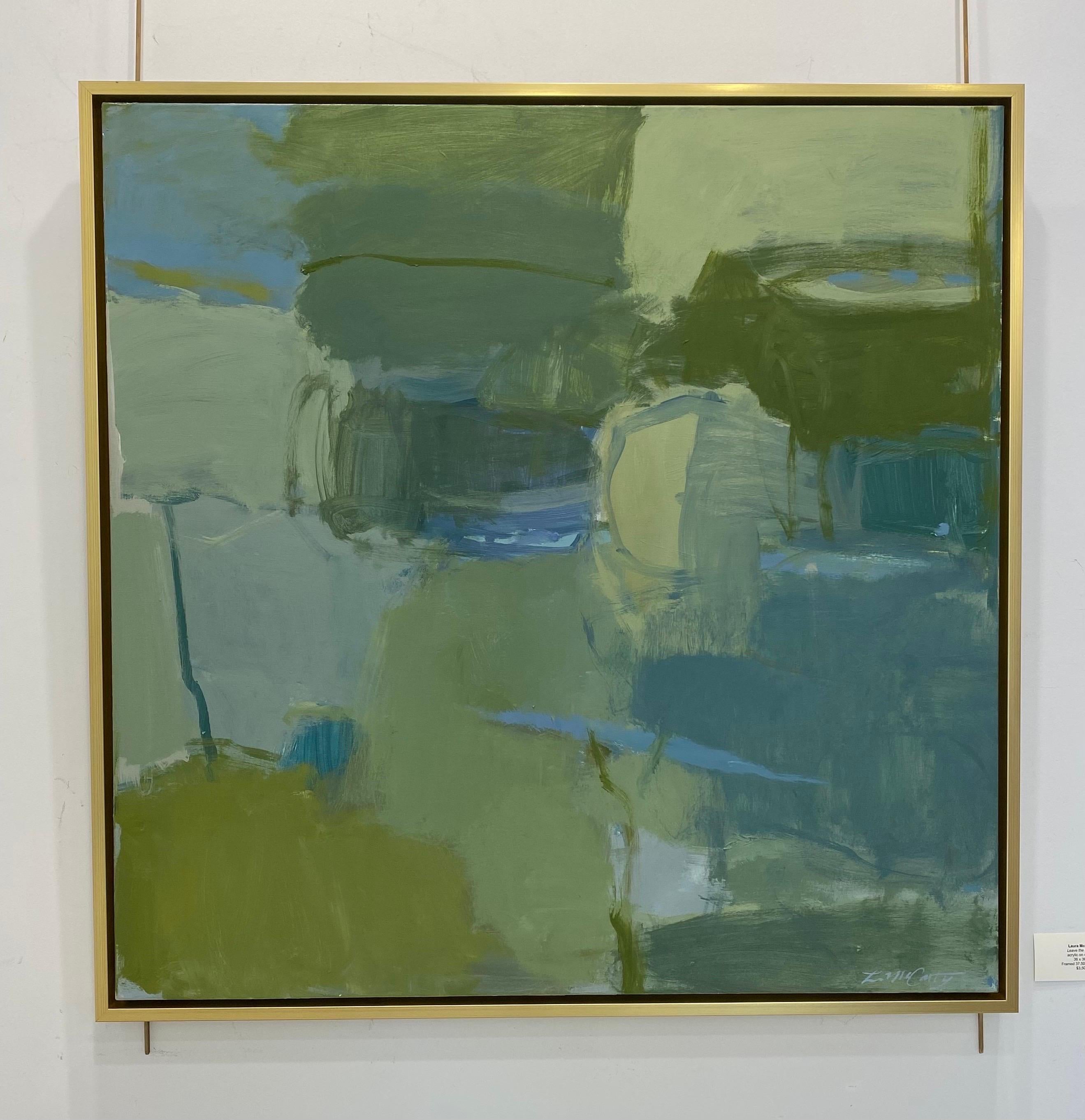 Deja las piezas de Laura McCarty, Lienzo abstracto contemporáneo grande enmarcado en venta 2