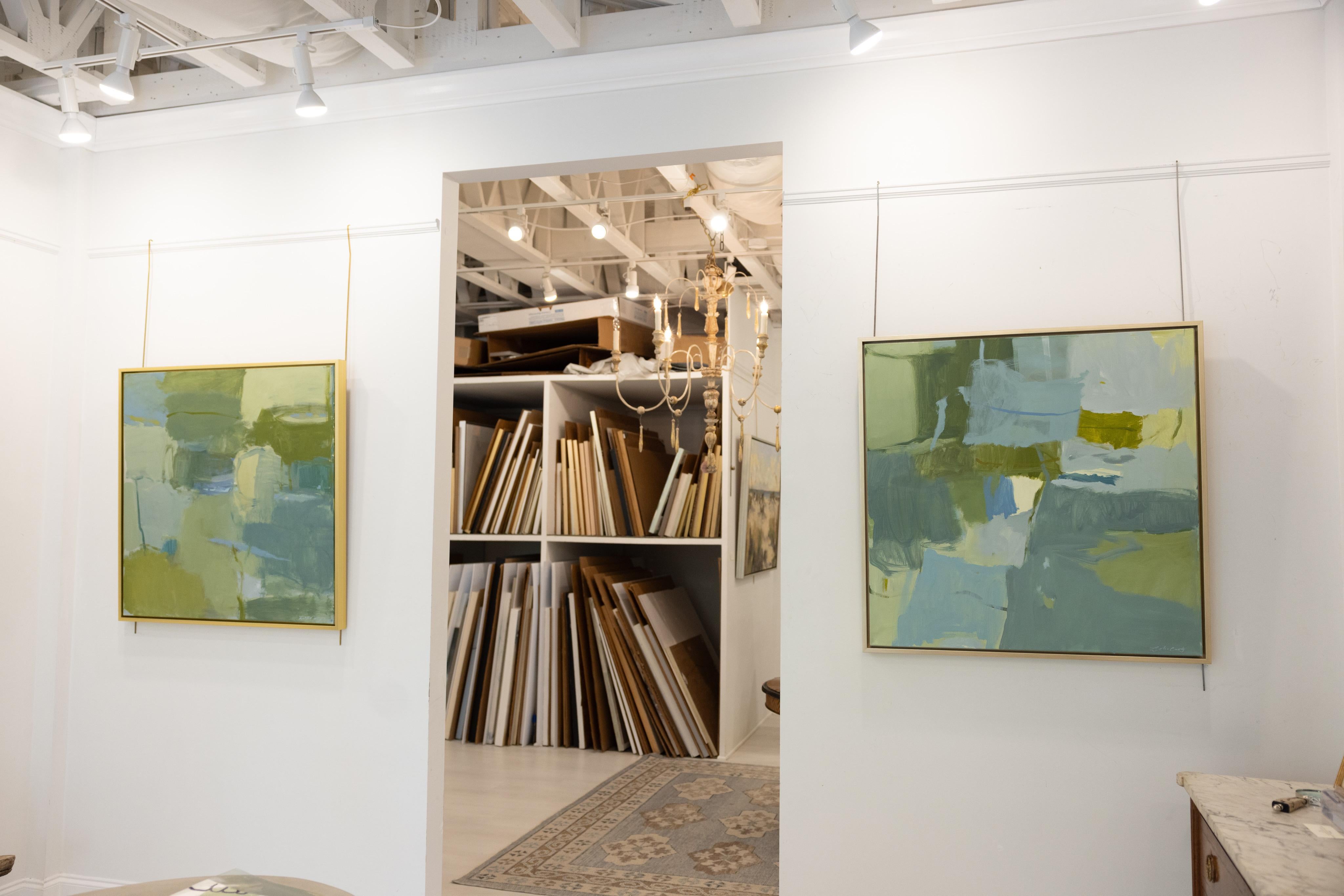 Deja las piezas de Laura McCarty, Lienzo abstracto contemporáneo grande enmarcado en venta 1