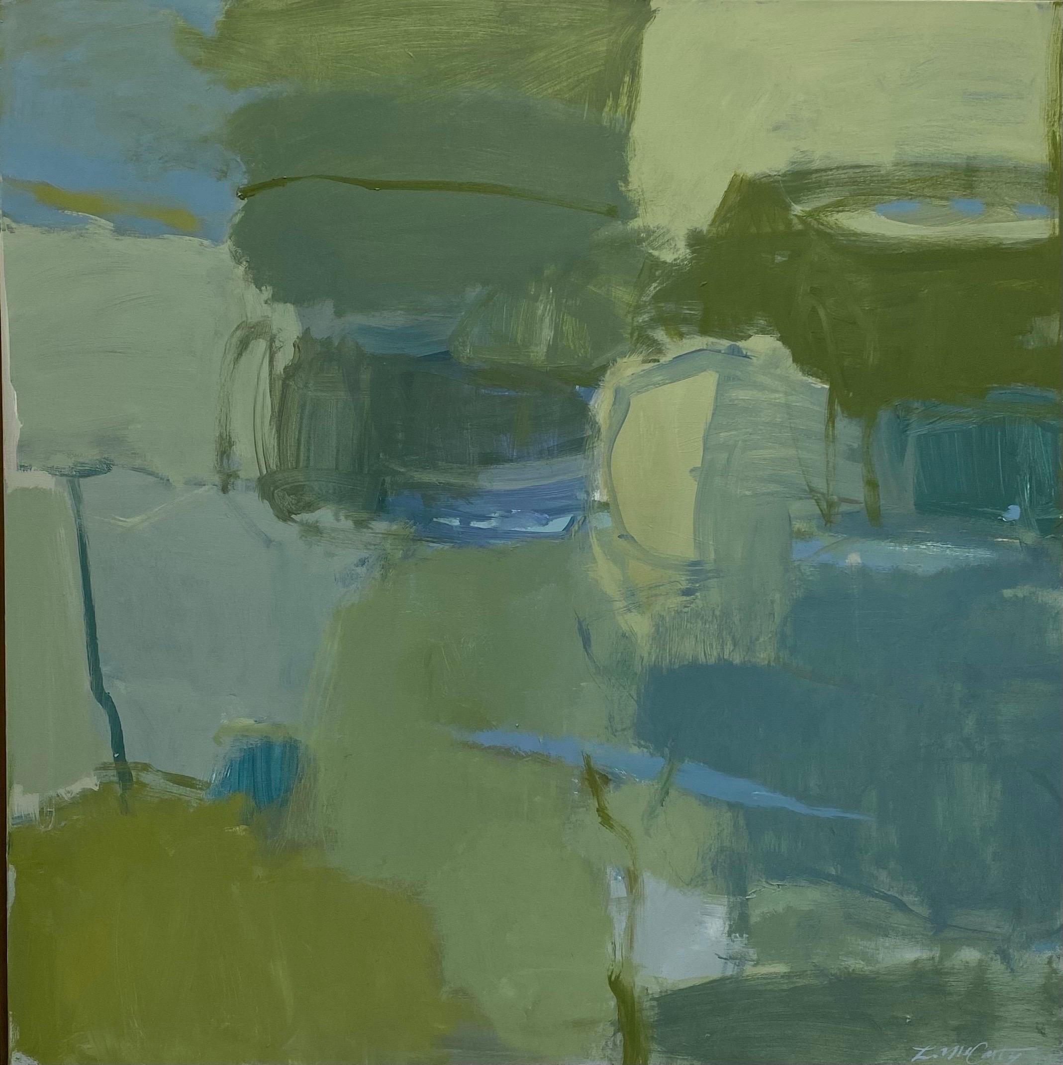 Deja las piezas de Laura McCarty, Lienzo abstracto contemporáneo grande enmarcado en venta 3