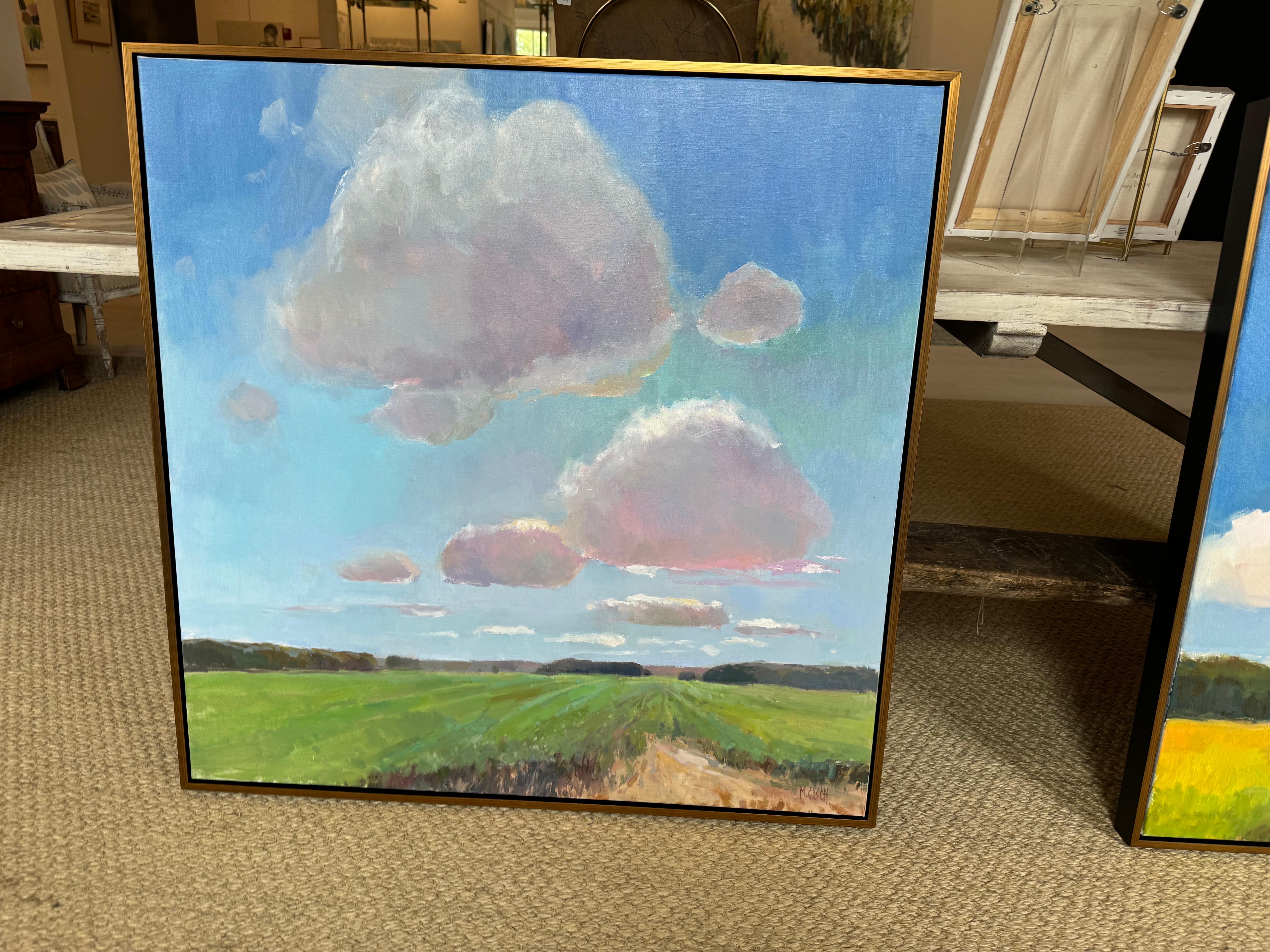 Nuvole sui campi di Millie Gosch Paesaggio impressionista incorniciato Marsh 3