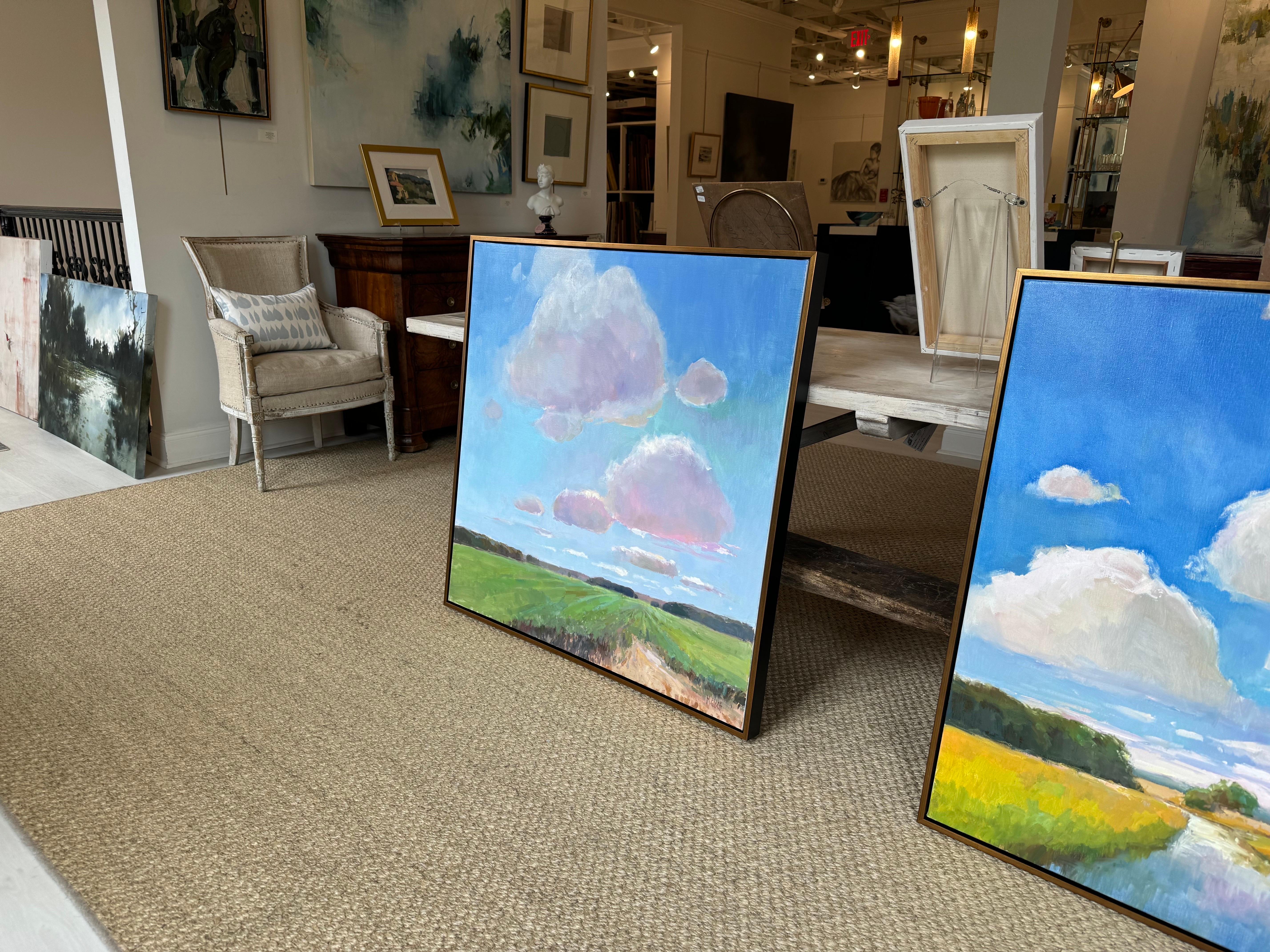 Nuvole sui campi di Millie Gosch Paesaggio impressionista incorniciato Marsh 4