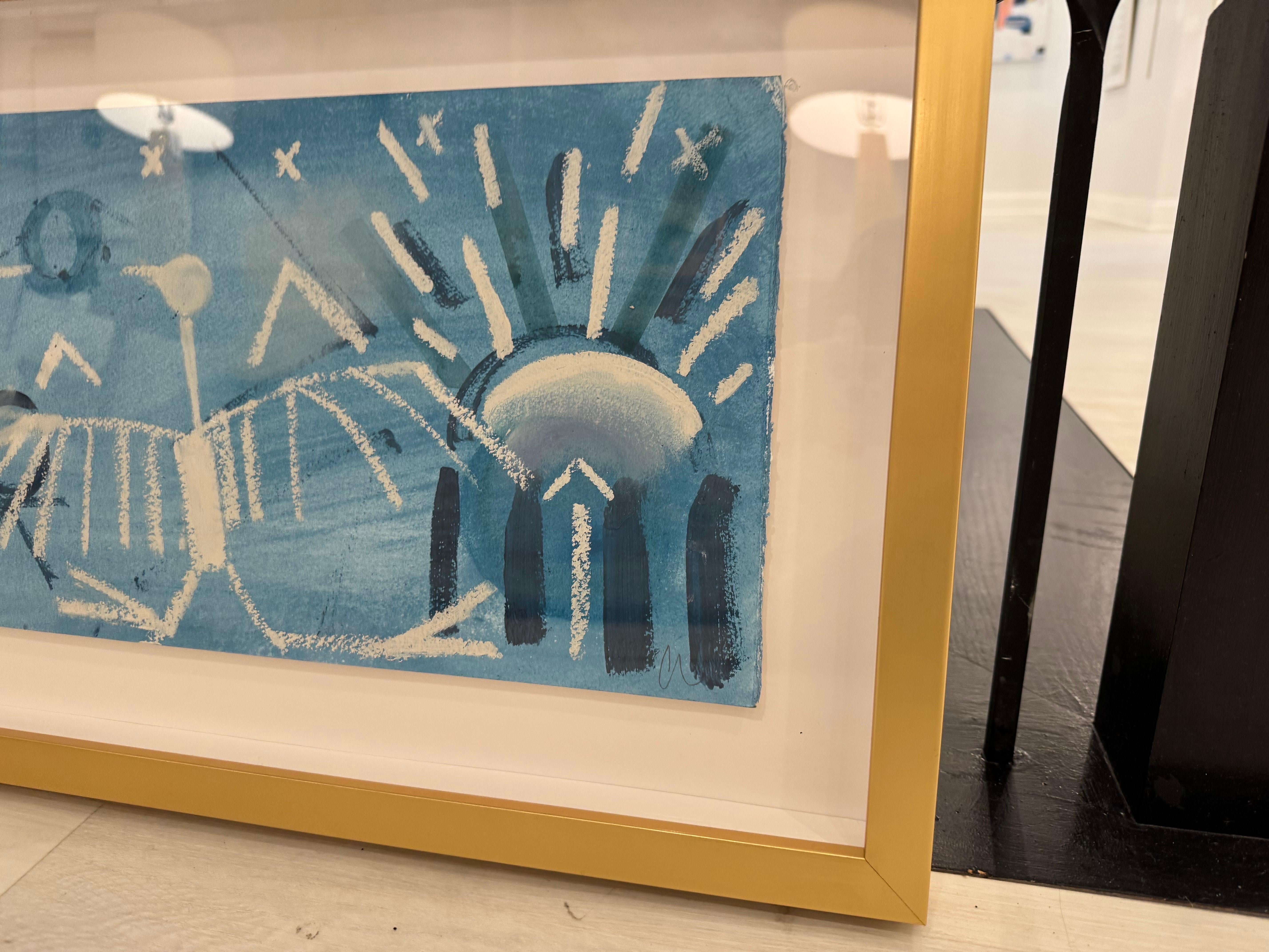 Dream State by Colleen Leach, Horiztonal Framed Abstract Oil on Paper Painting 2