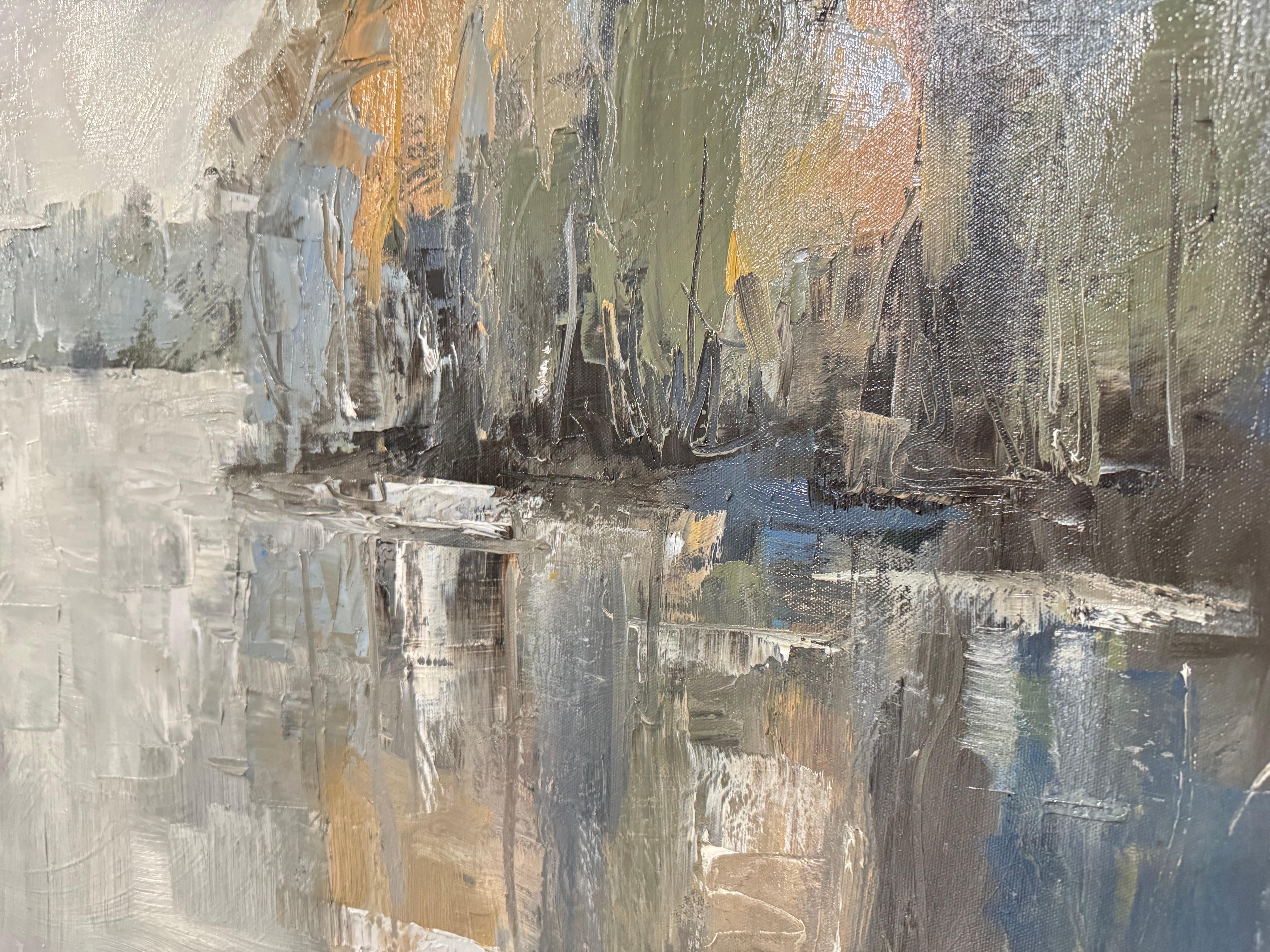 Coolness di Allison Chambers, dipinto di paesaggio a olio di grandi dimensioni 3