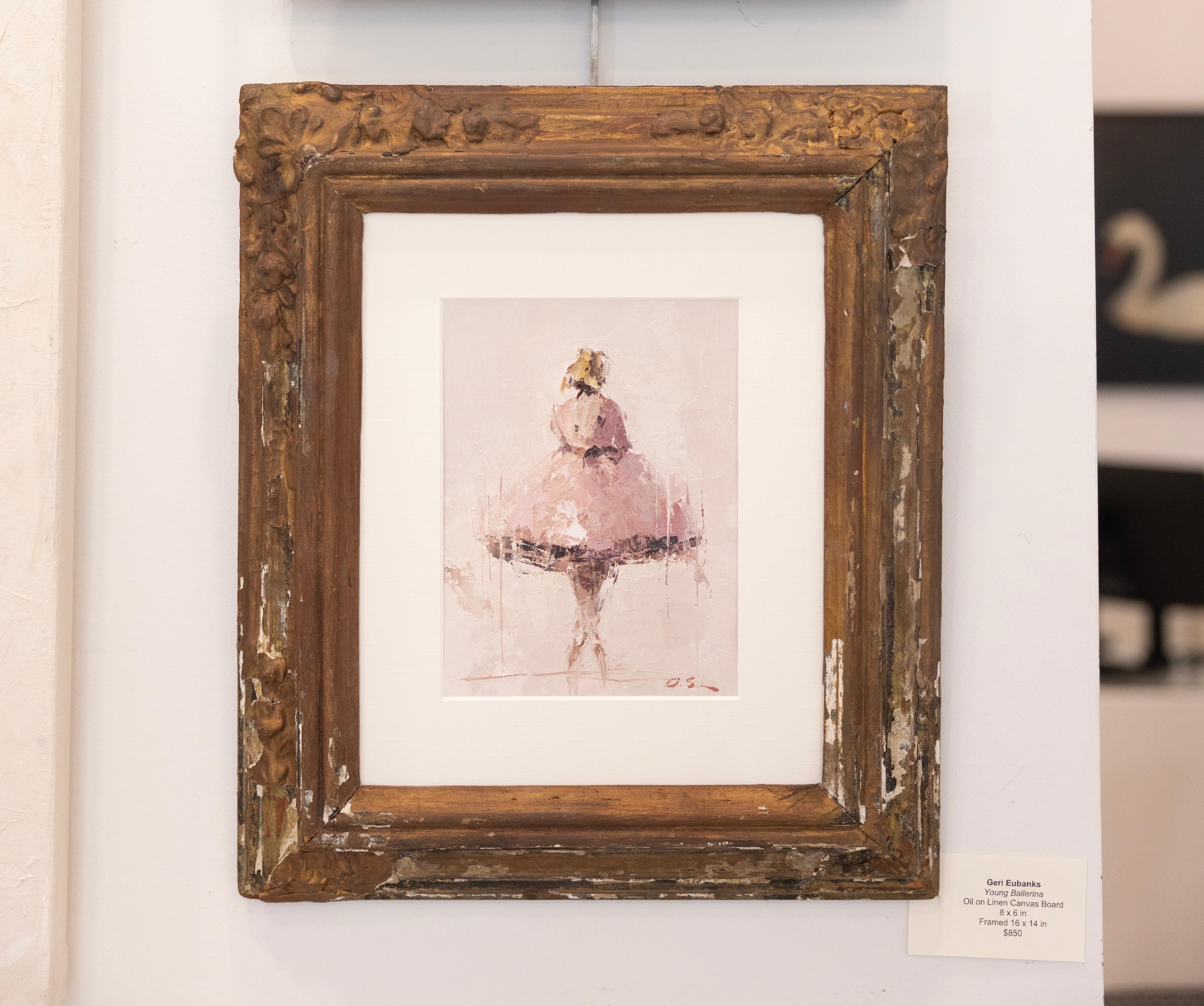 Young Ballerina by Geri Eubanks, Framed Figurative Oil Painting in Pink 2