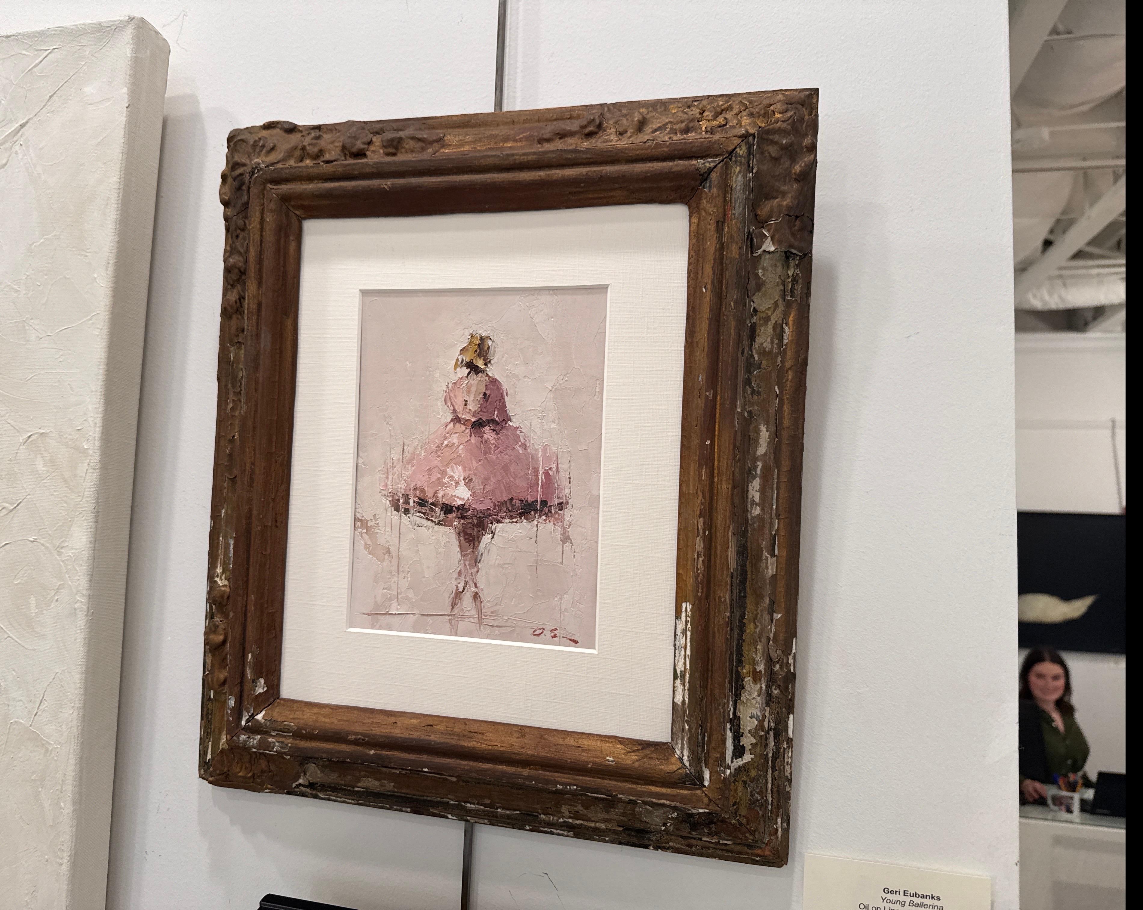 Young Ballerina by Geri Eubanks, Framed Figurative Oil Painting in Pink 3