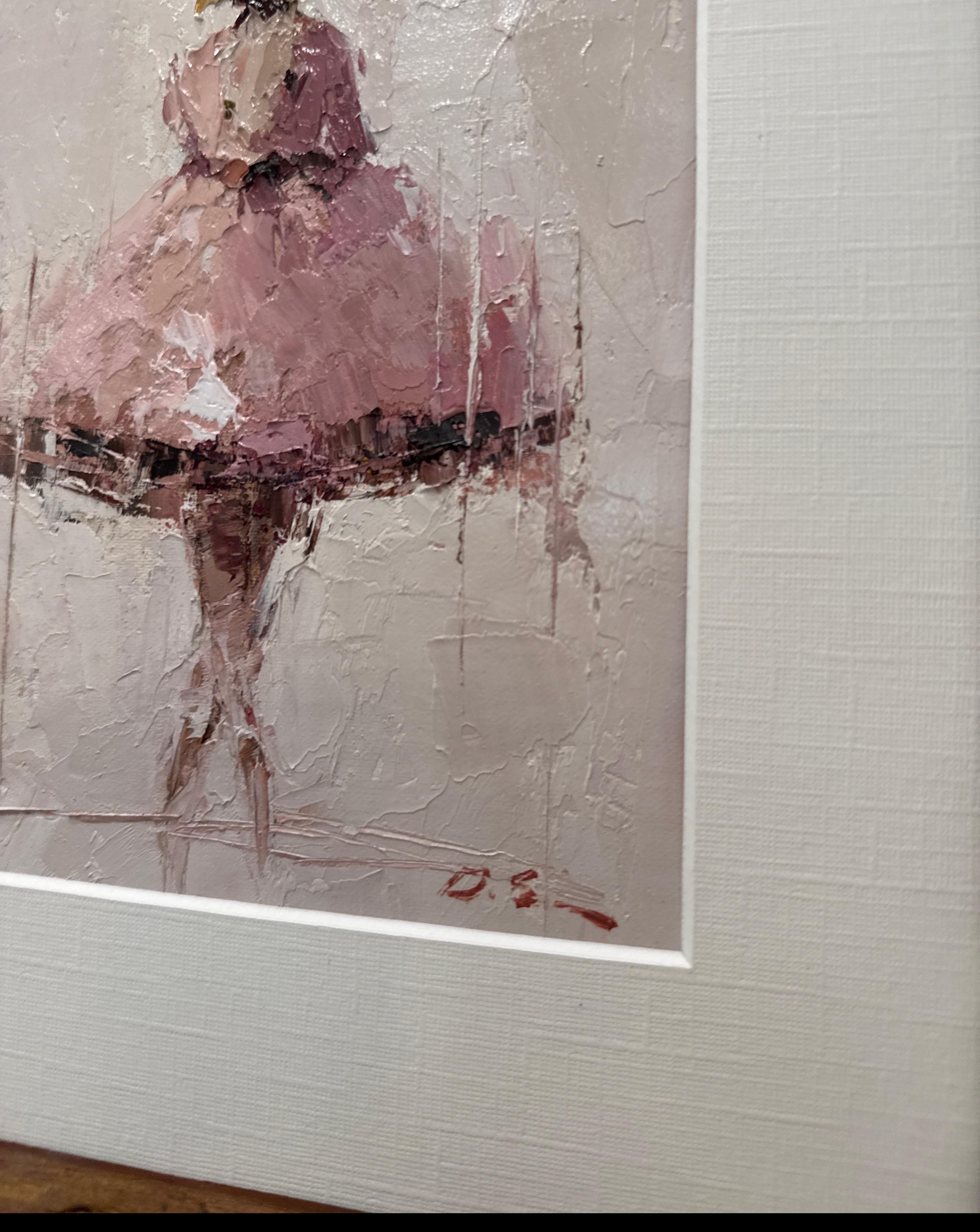 Young Ballerina by Geri Eubanks, Framed Figurative Oil Painting in Pink 5