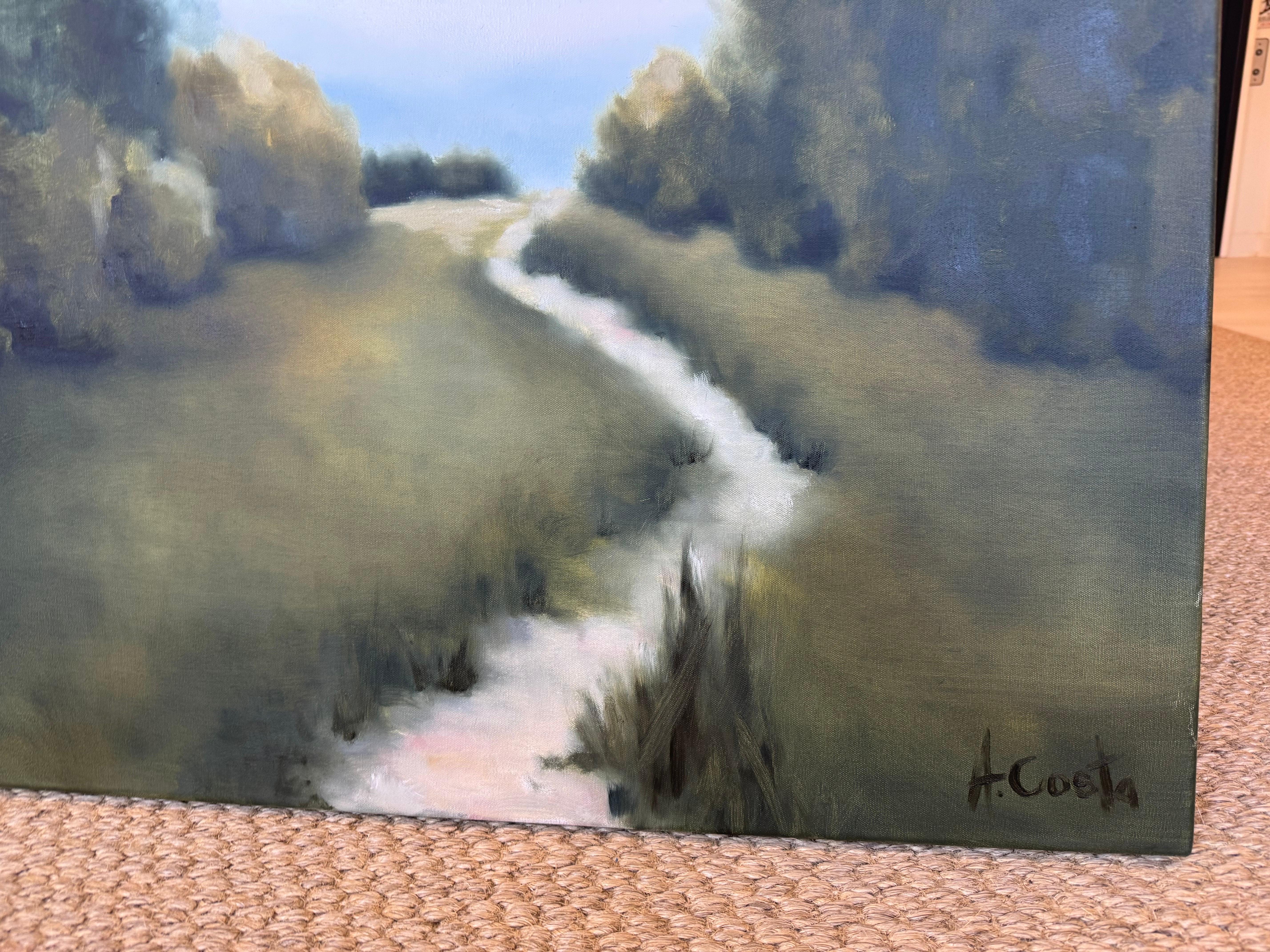 Oltre la radura di Andrea Costa, Paesaggio dipinto a olio verticale 2
