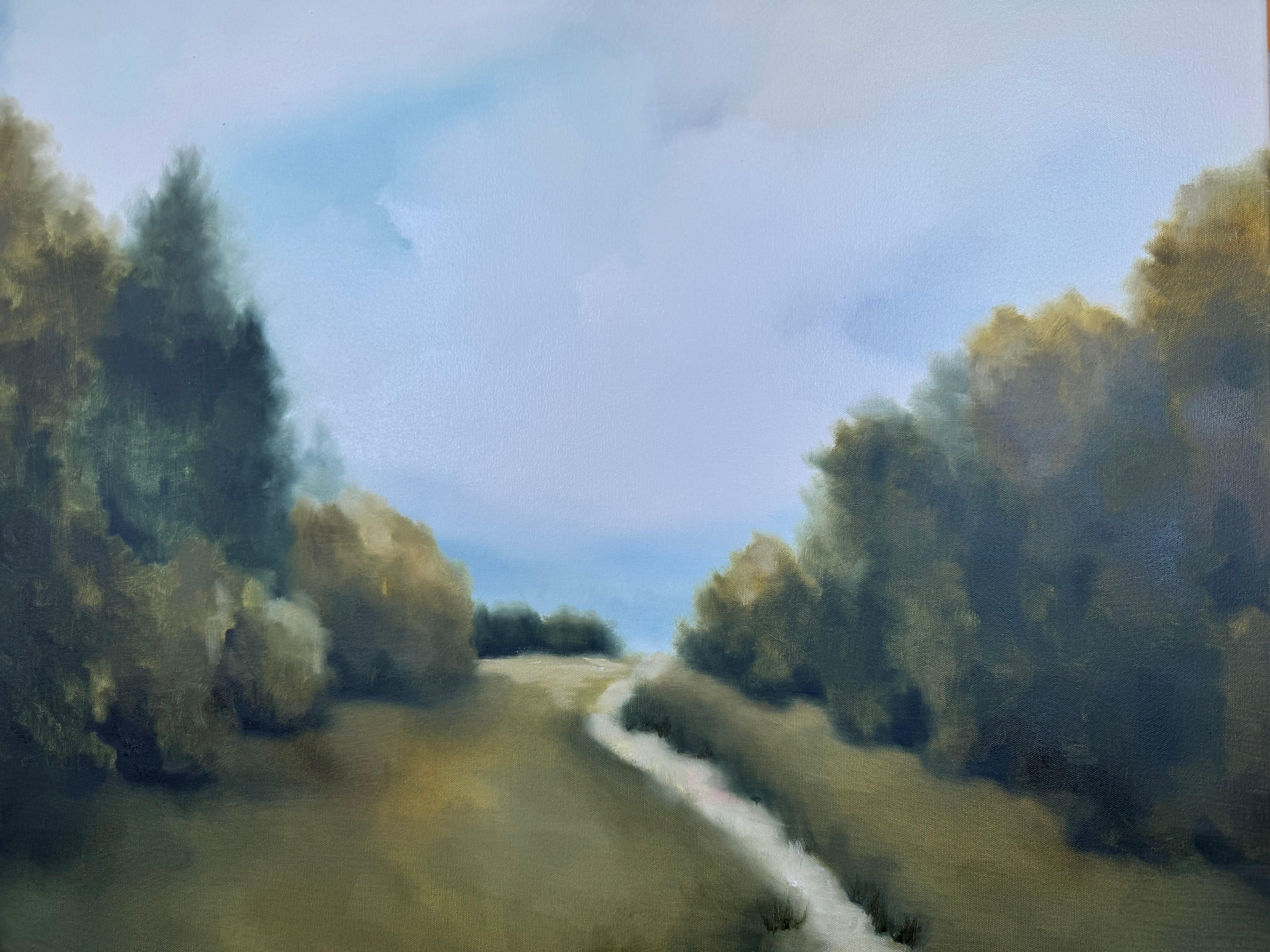 Oltre la radura di Andrea Costa, Paesaggio dipinto a olio verticale 4