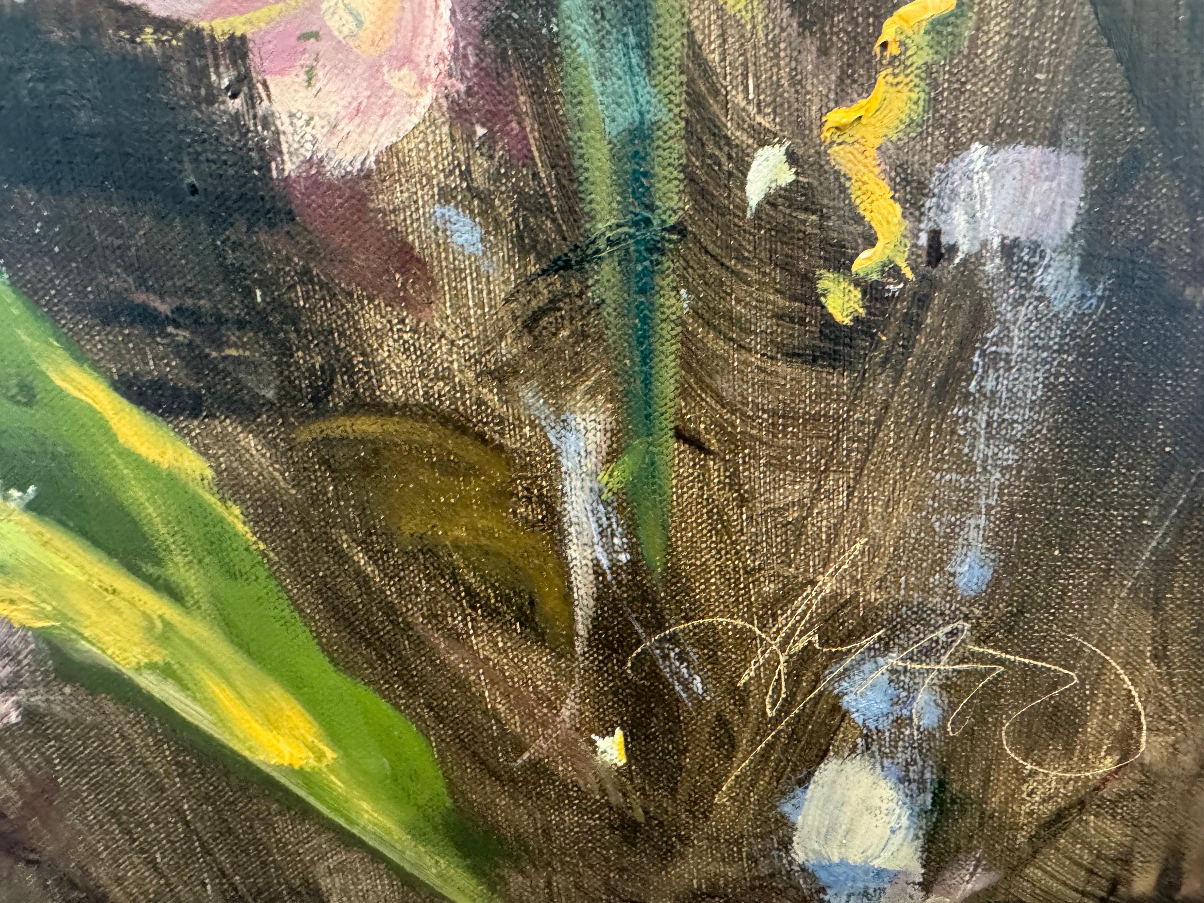 Susurro blanco by Stephanie Amato, Pintura al óleo floral sobre lienzo en venta 2