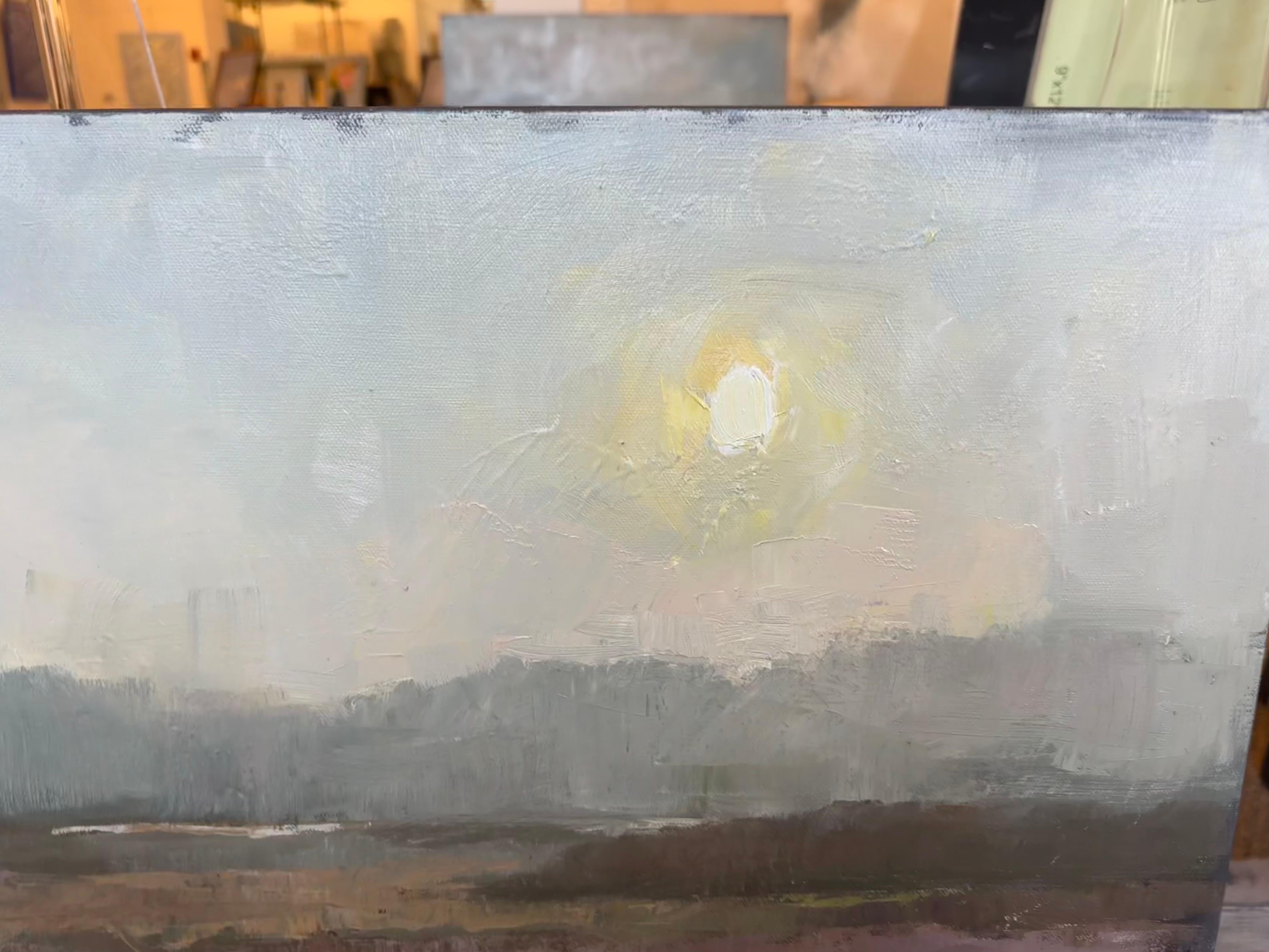 Rollin In by Allison Chambers, Large Vertical Oil Landscape Painting With Moon For Sale 4