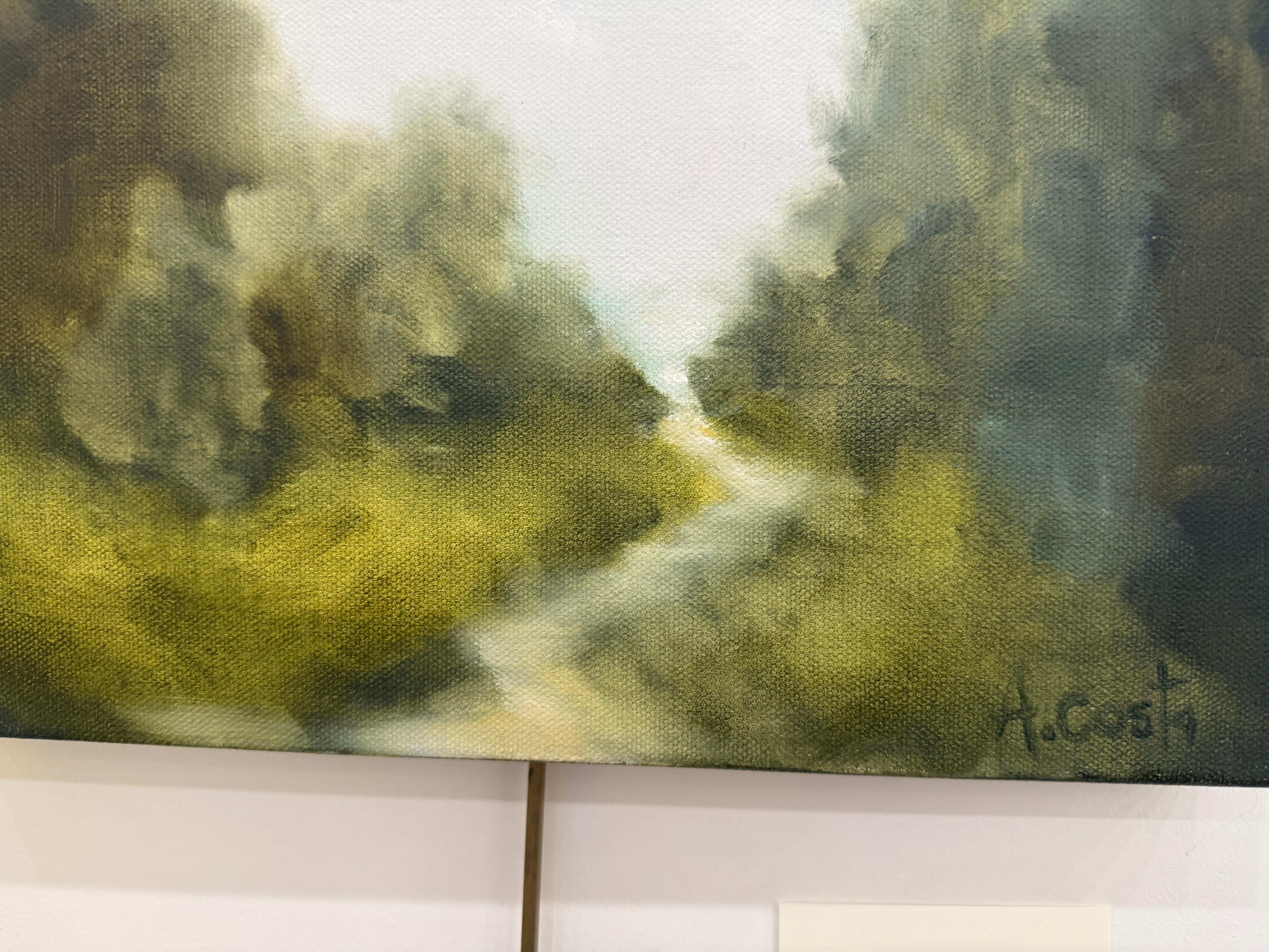 Passeggiata di Andrea Costa, Paesaggio dipinto ad olio Verticale in vendita 4