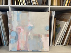 Outside the Lines by Andrea Costa, Abstract Oil painting Square with Pink, Blue