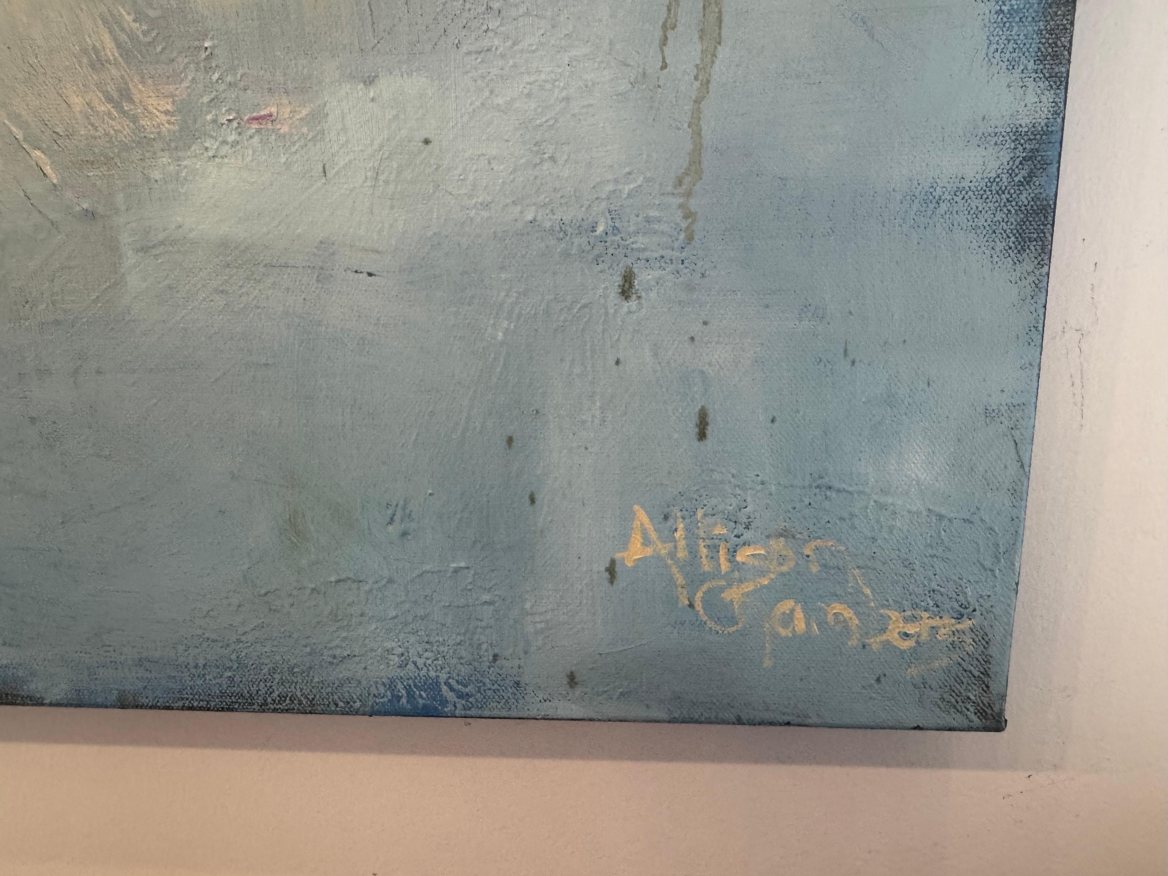 I+I di Allison Chambers, quadro quadrato di grandi dimensioni con paesaggio ad olio, lago in vendita 5