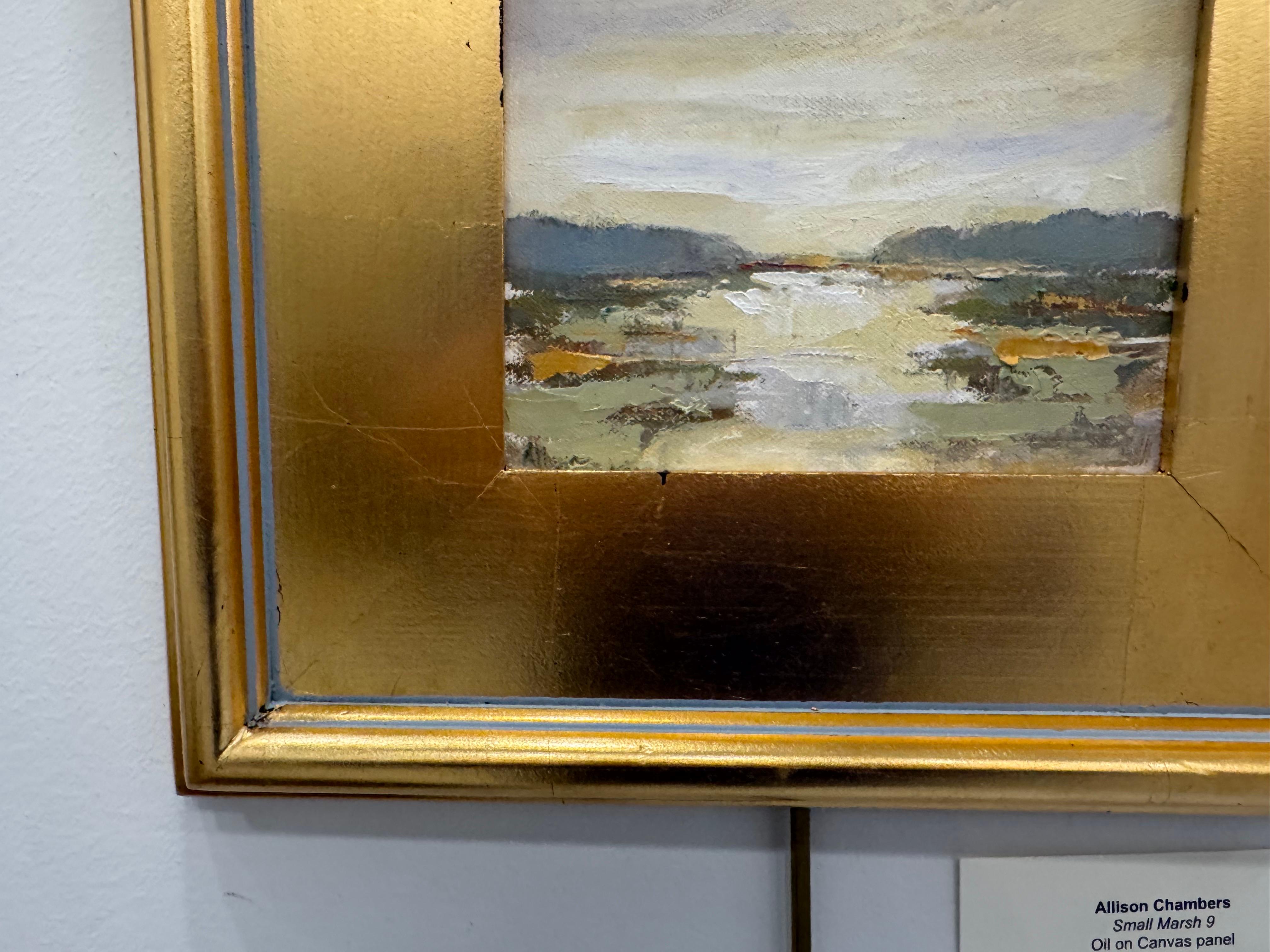 Pequeño pantano 9 de Allison Chambers, Pequeño cuadro al óleo enmarcado de paisaje en venta 4