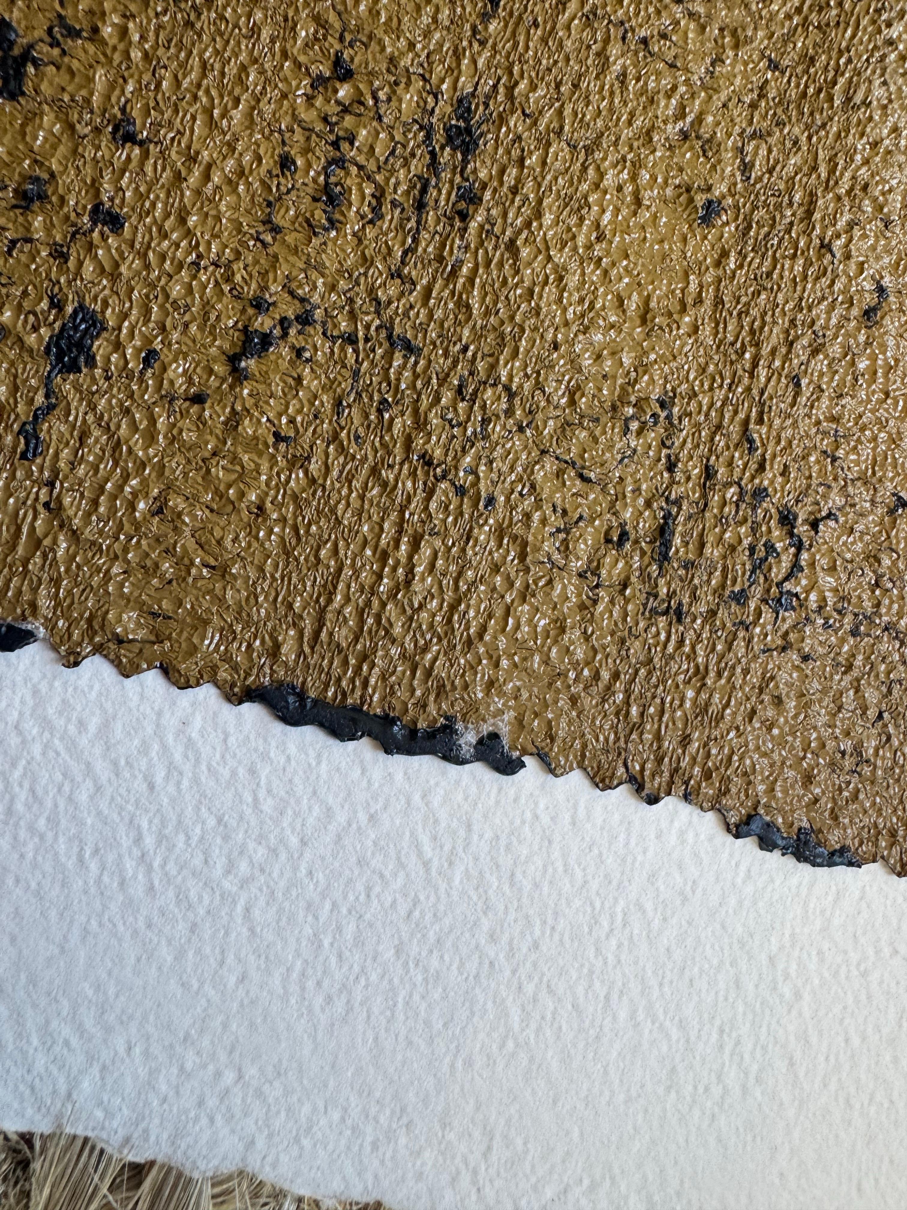 In Charge by Brook Soss, Gold Vertical Abstract on Paper With Sandstone For Sale 3